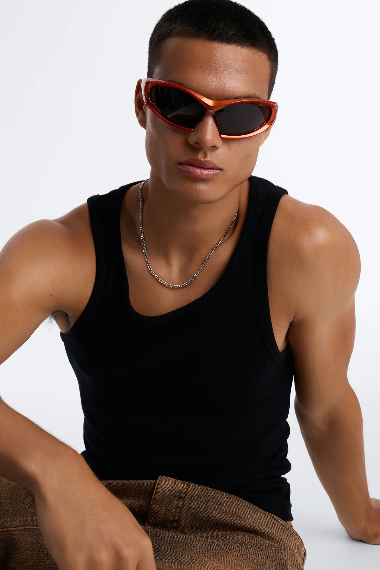 Frosted Metamorphosis Square Sunglasses - Orange - Image 2