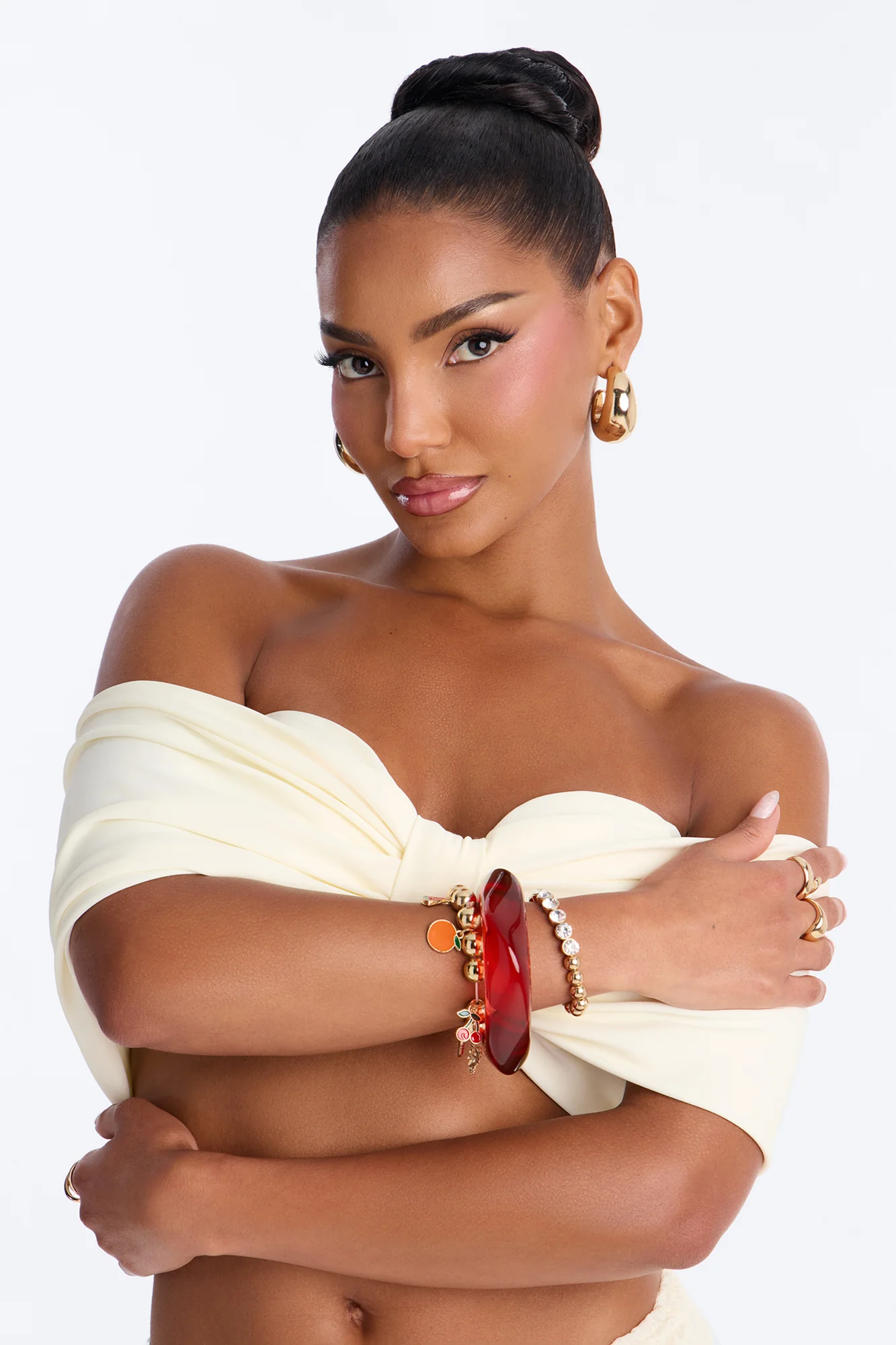 Fruit Pop 3 Piece Bracelet Set - Gold/Red - Image 2