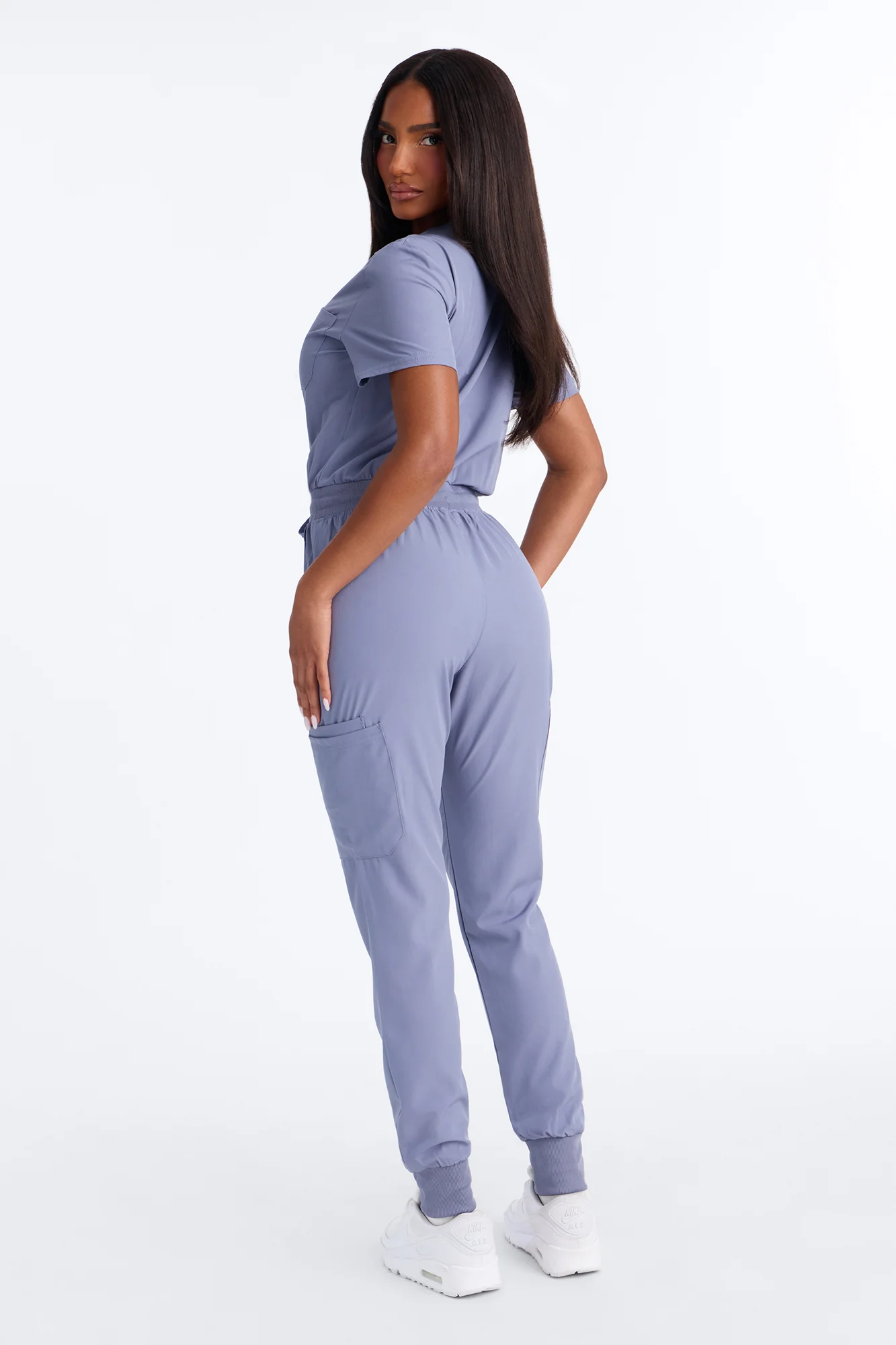 Full Shift Stretch Jogger Scrub Uniform Jumpsuit - Blue - Image 3