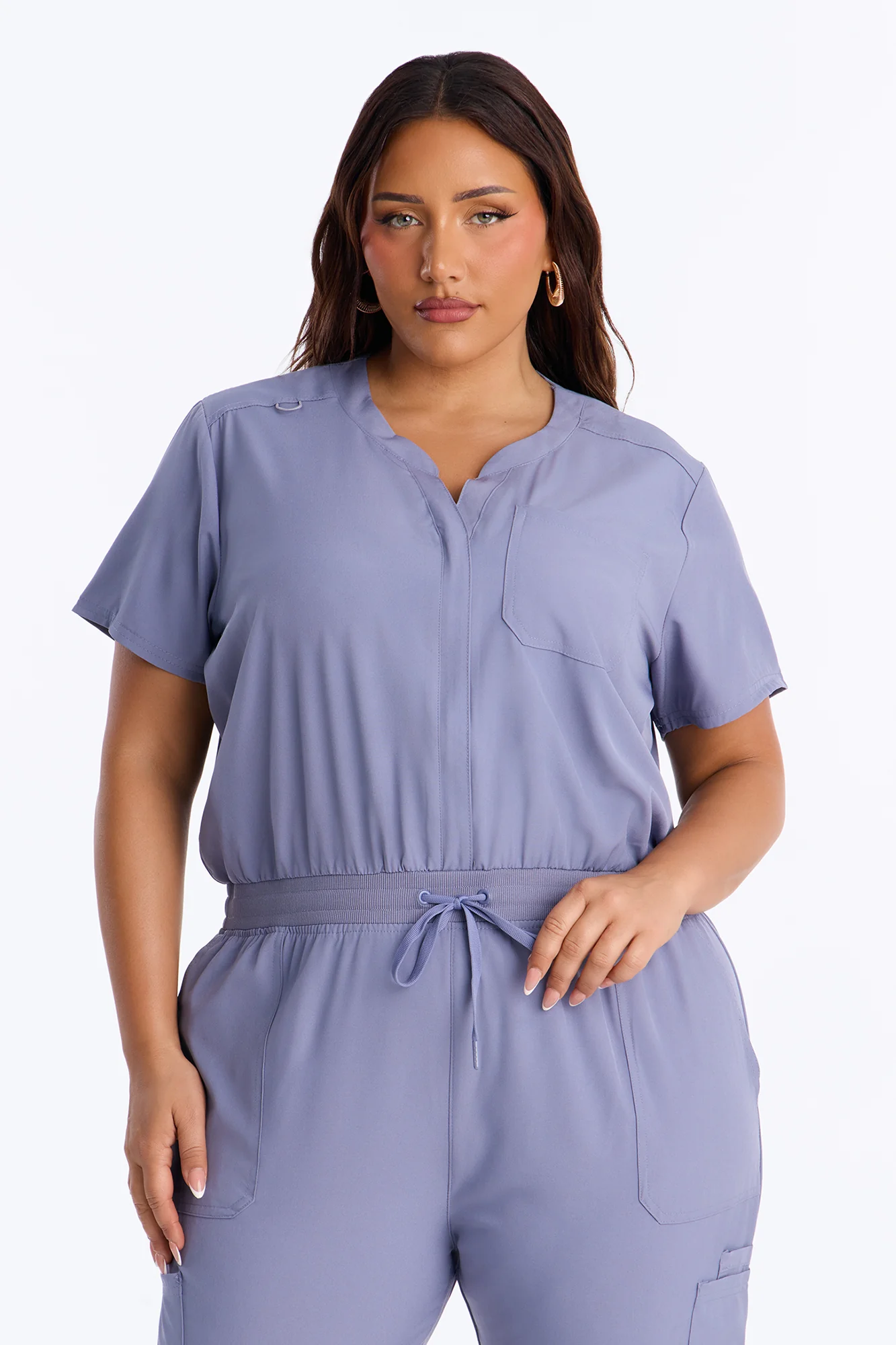 Full Shift Stretch Jogger Scrub Uniform Jumpsuit - Blue - Image 5