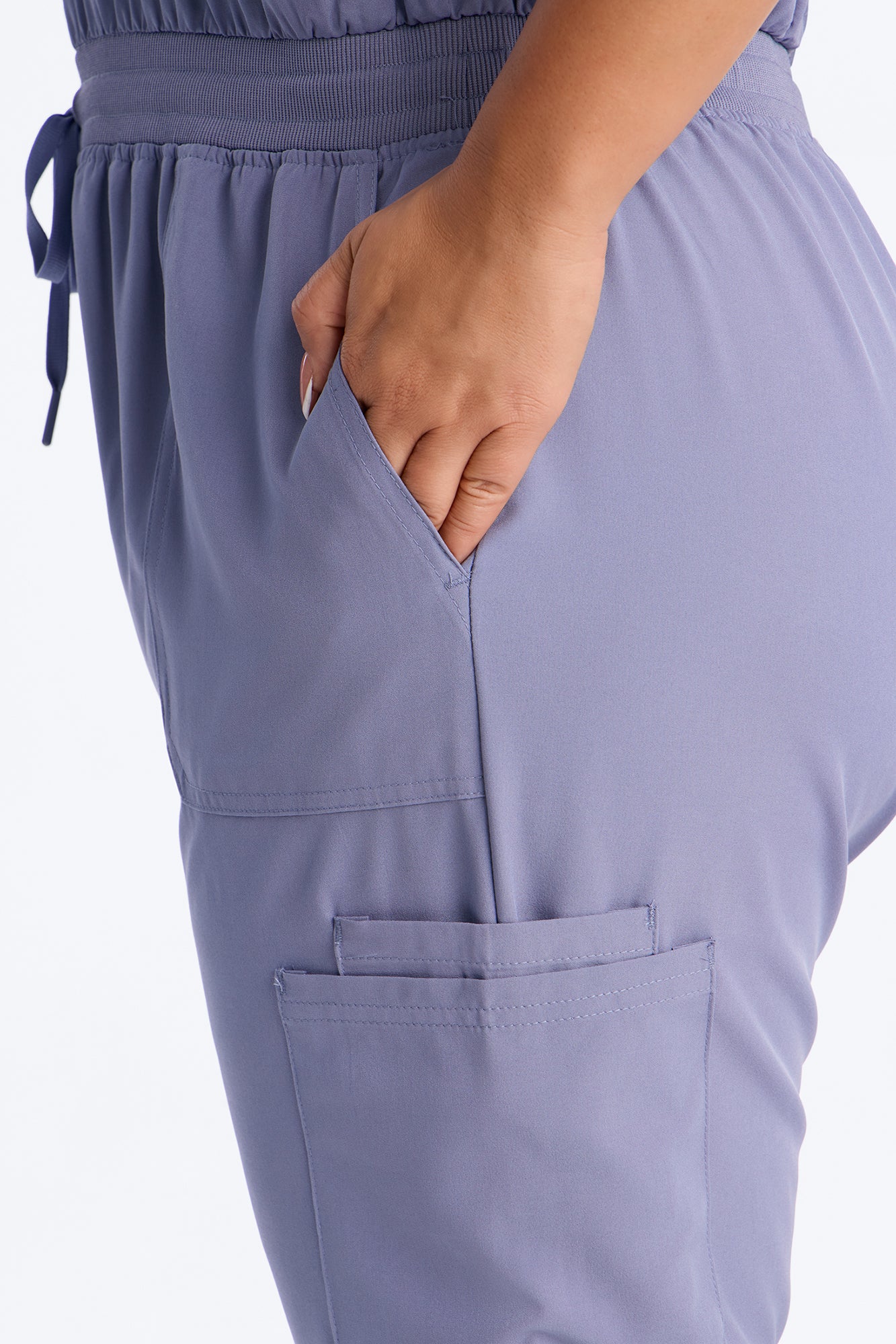 Full Shift Stretch Jogger Scrub Uniform Jumpsuit - Blue - Image 6