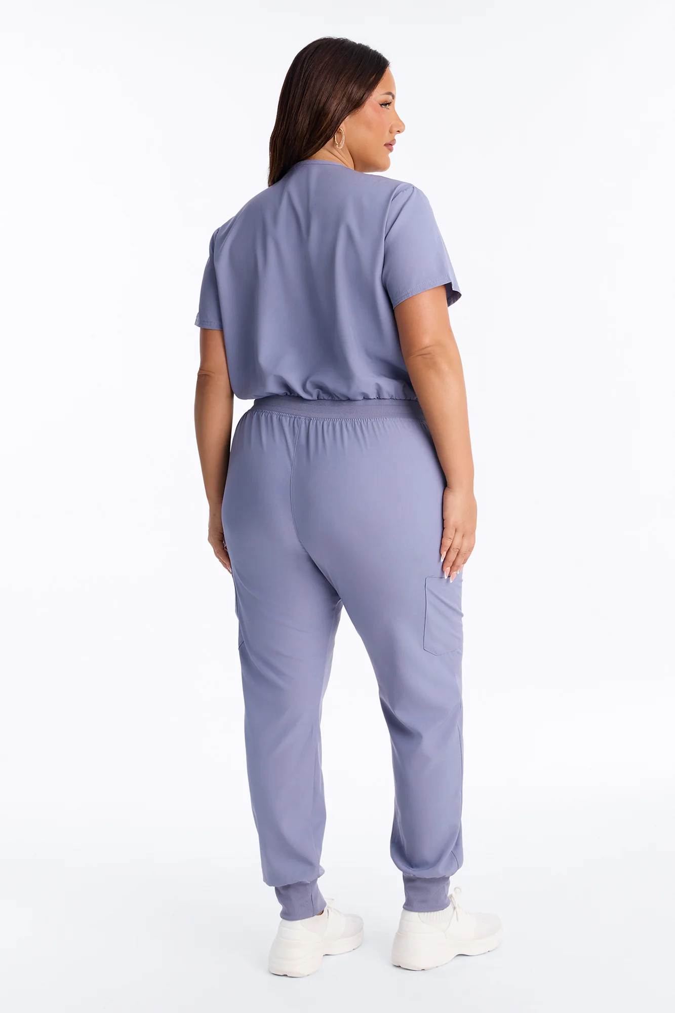 Full Shift Stretch Jogger Scrub Uniform Jumpsuit - Blue - Image 7