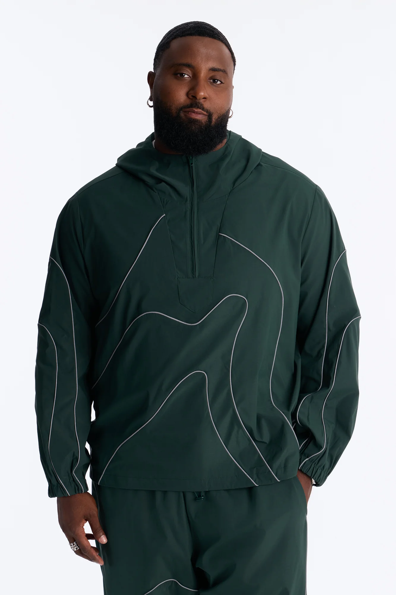 Futuristic Mode Track Jacket - Hunter Green - Image 5