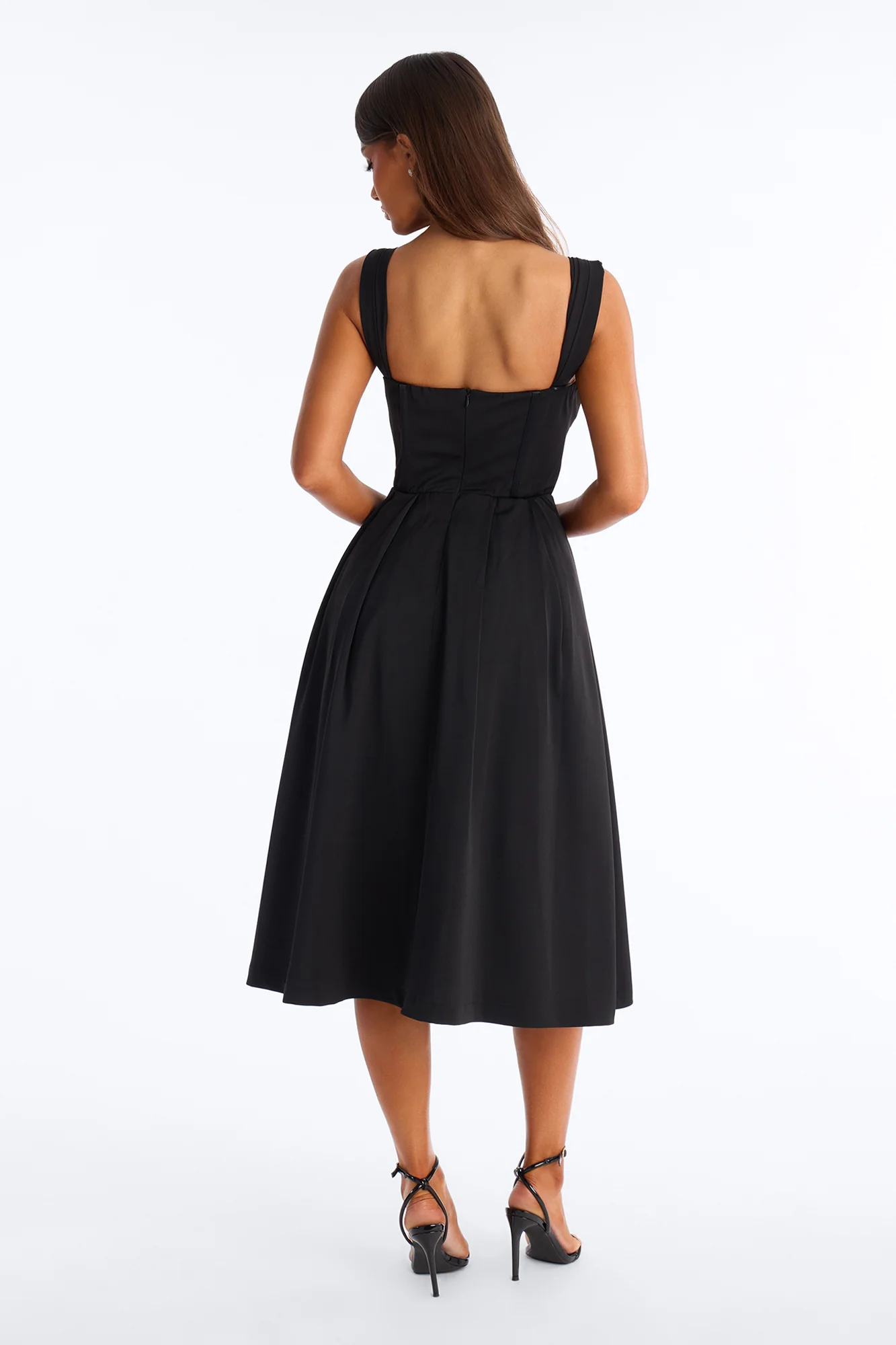 Gabriela Pleated Corset Midi Dress - Black - Image 4