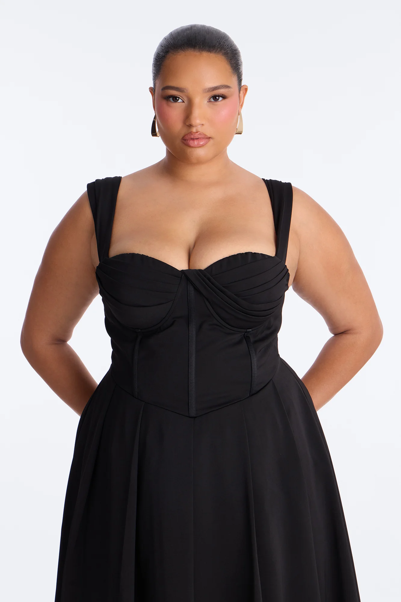 Gabriela Pleated Corset Midi Dress - Black - Image 6