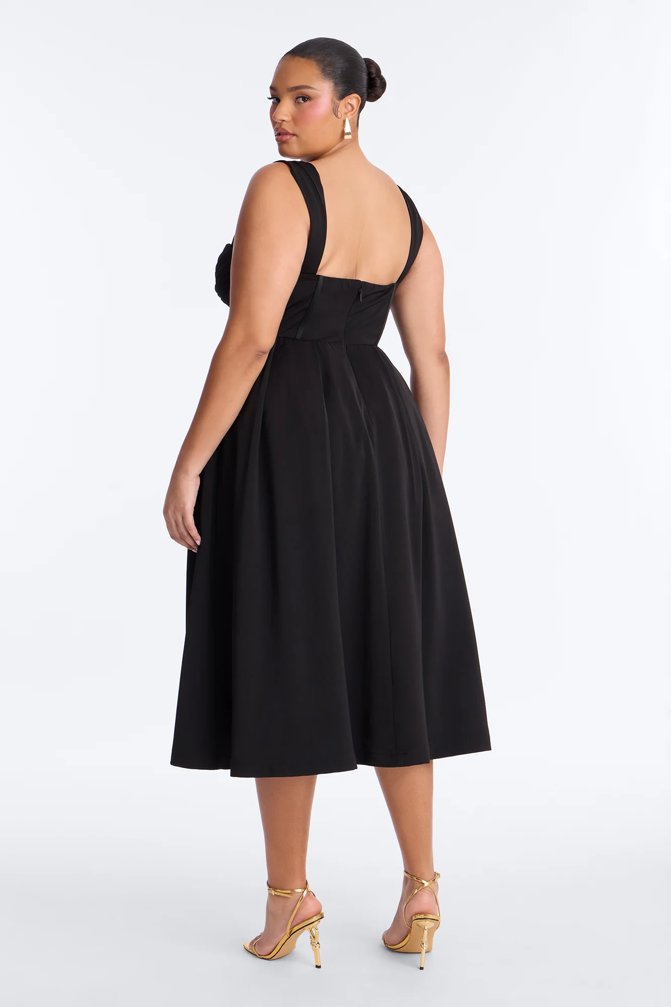 Gabriela Pleated Corset Midi Dress - Black - Image 7