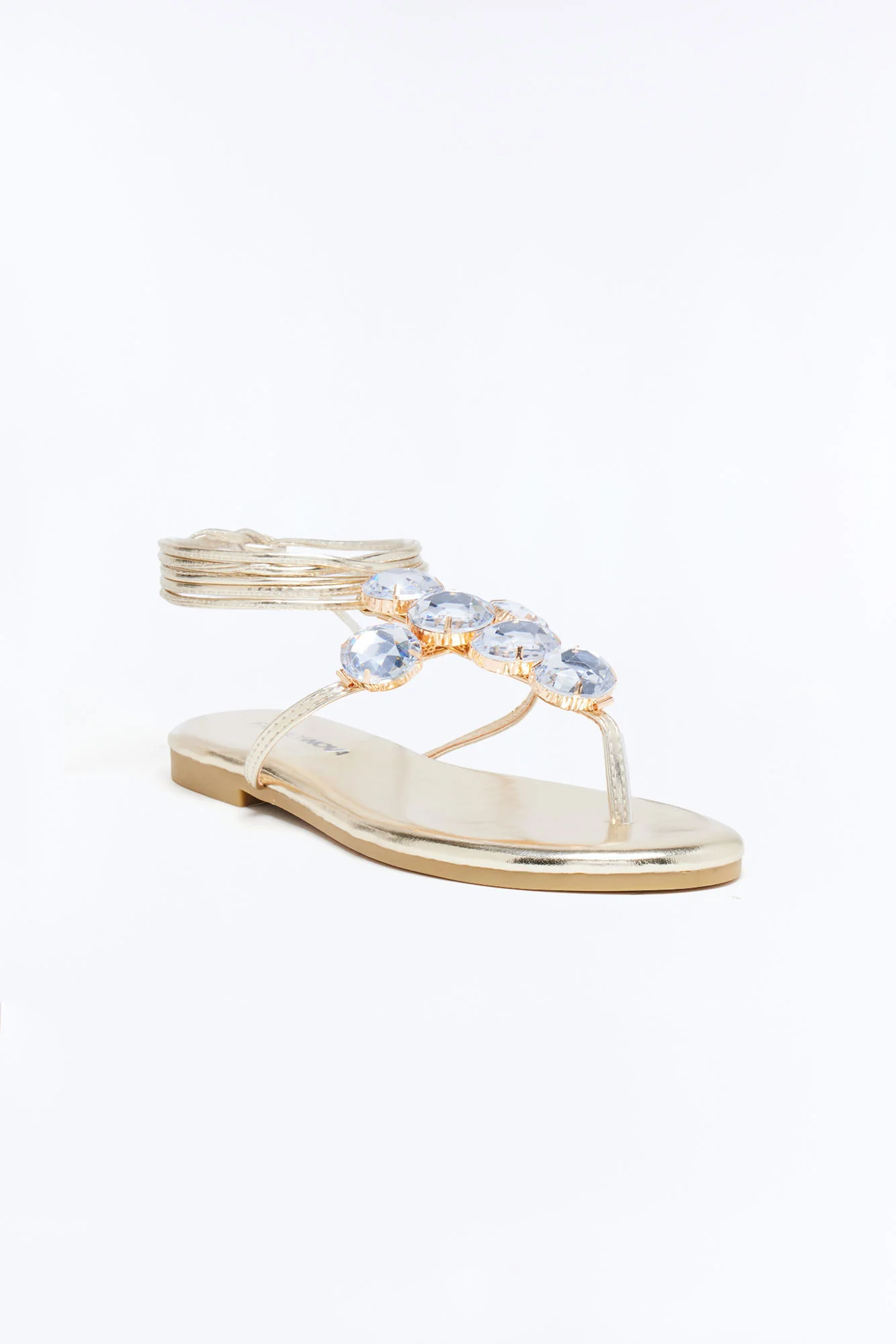 Gems Wrap Up Sandals - Gold - Image 4