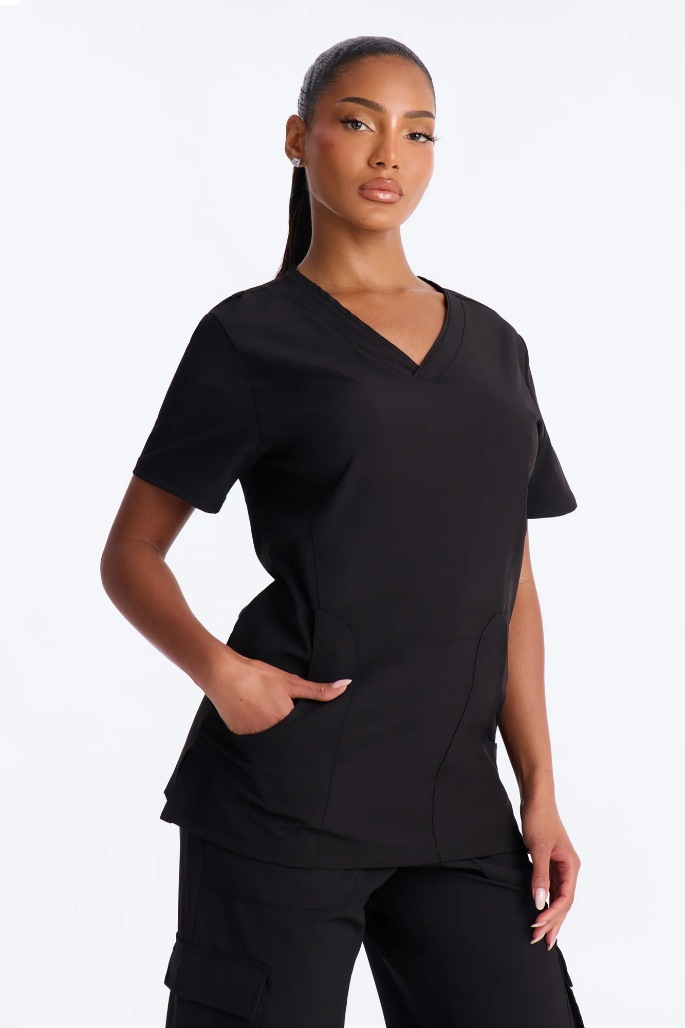Gentle Care Uniform Scrub Pant Set - Black - Image 2