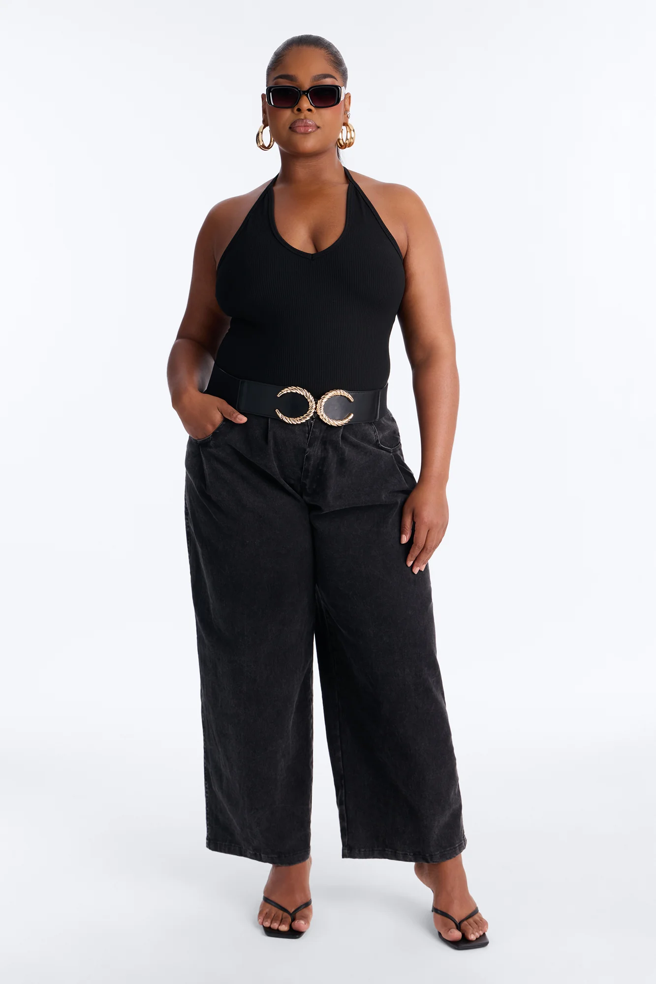 Georgie Washed Twill Barrel Leg Pant 33″ - Black - Image 5