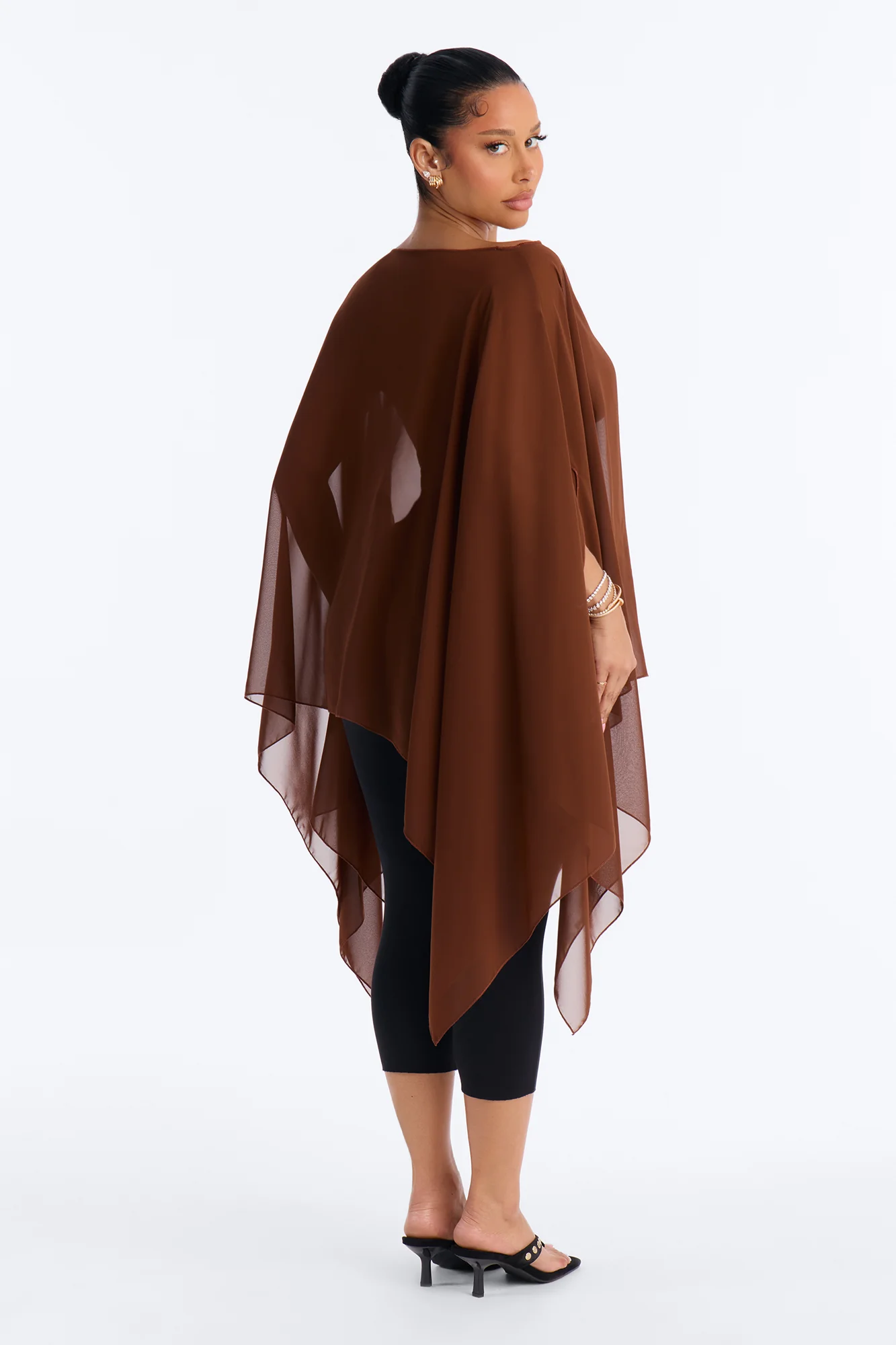 Get In Line Long Chiffon Kimono Top - Chocolate - Image 4