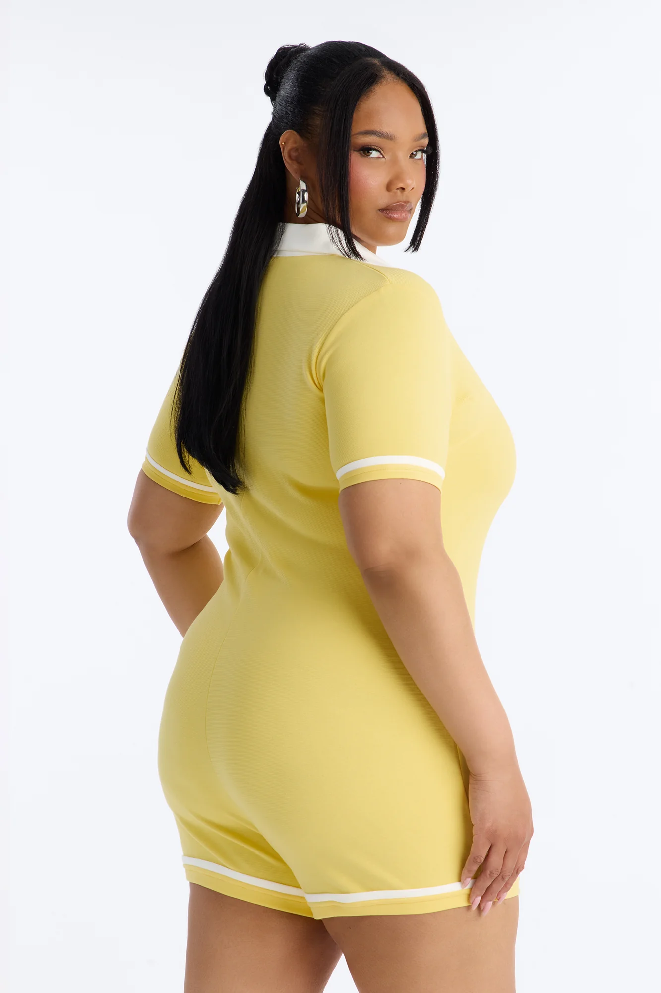 Get Together Ribbed Collar Romper - Butter Yellow - Image 7