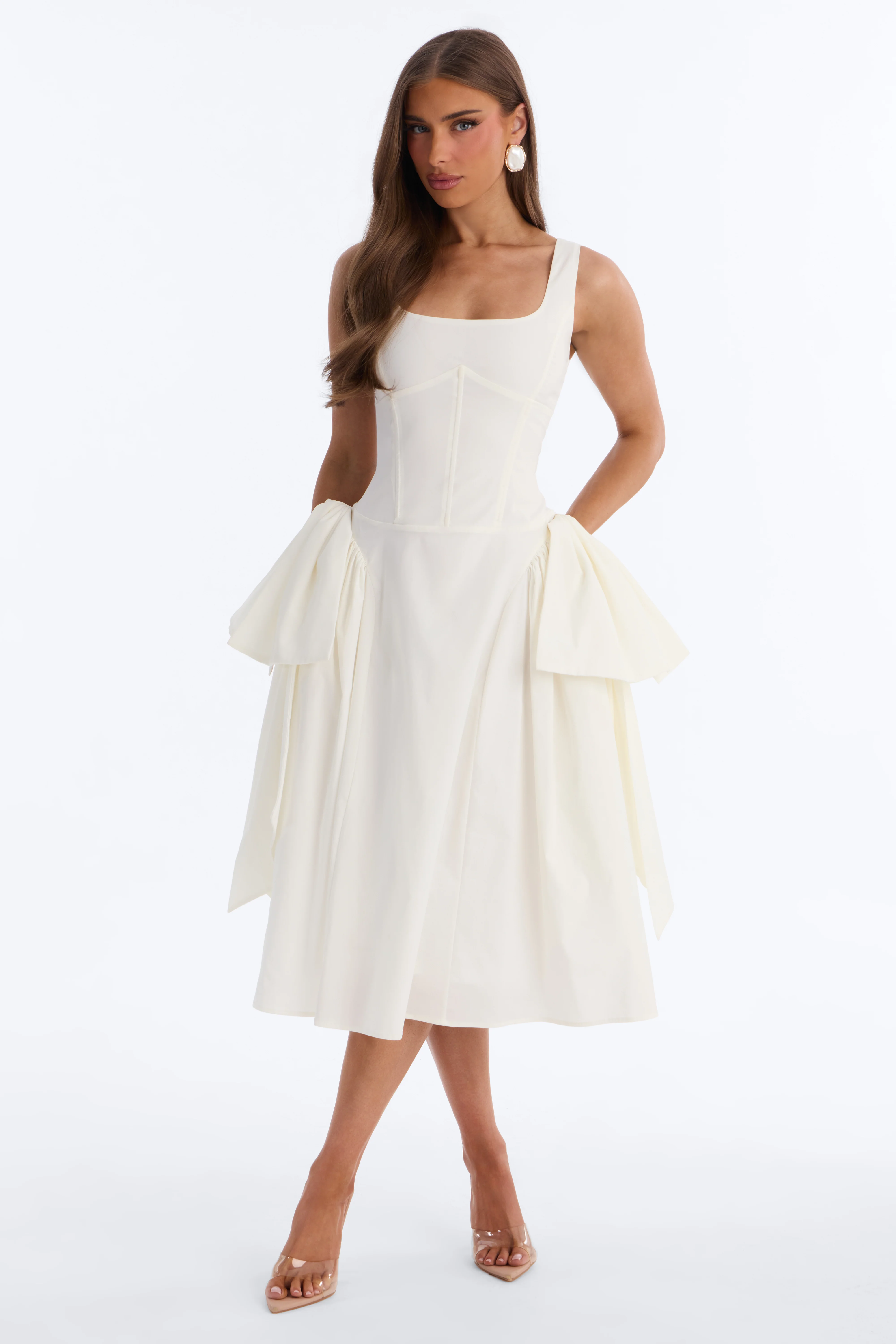 Get Ur Bow On Midi Dress - White