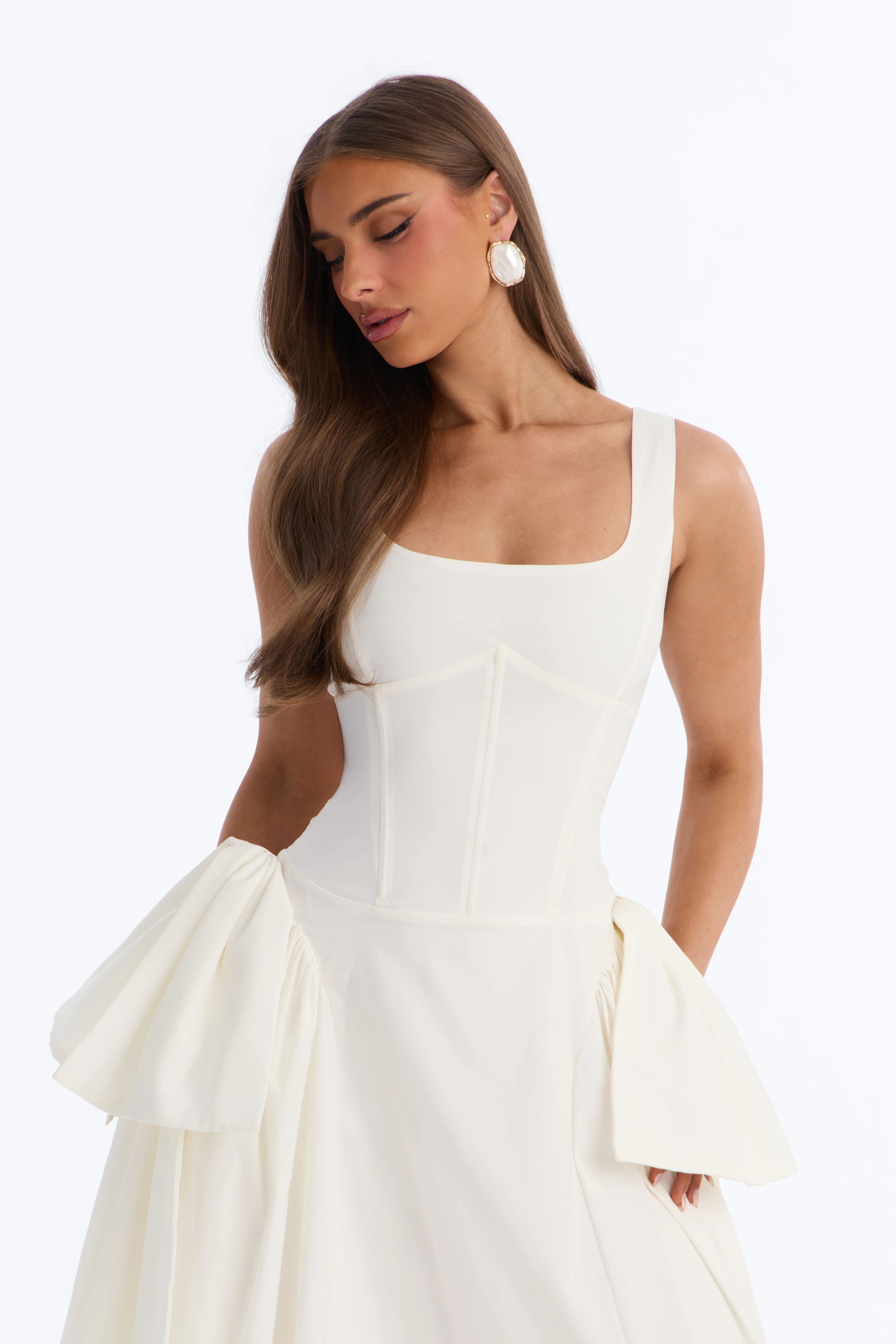 Get Ur Bow On Midi Dress - White - Image 3