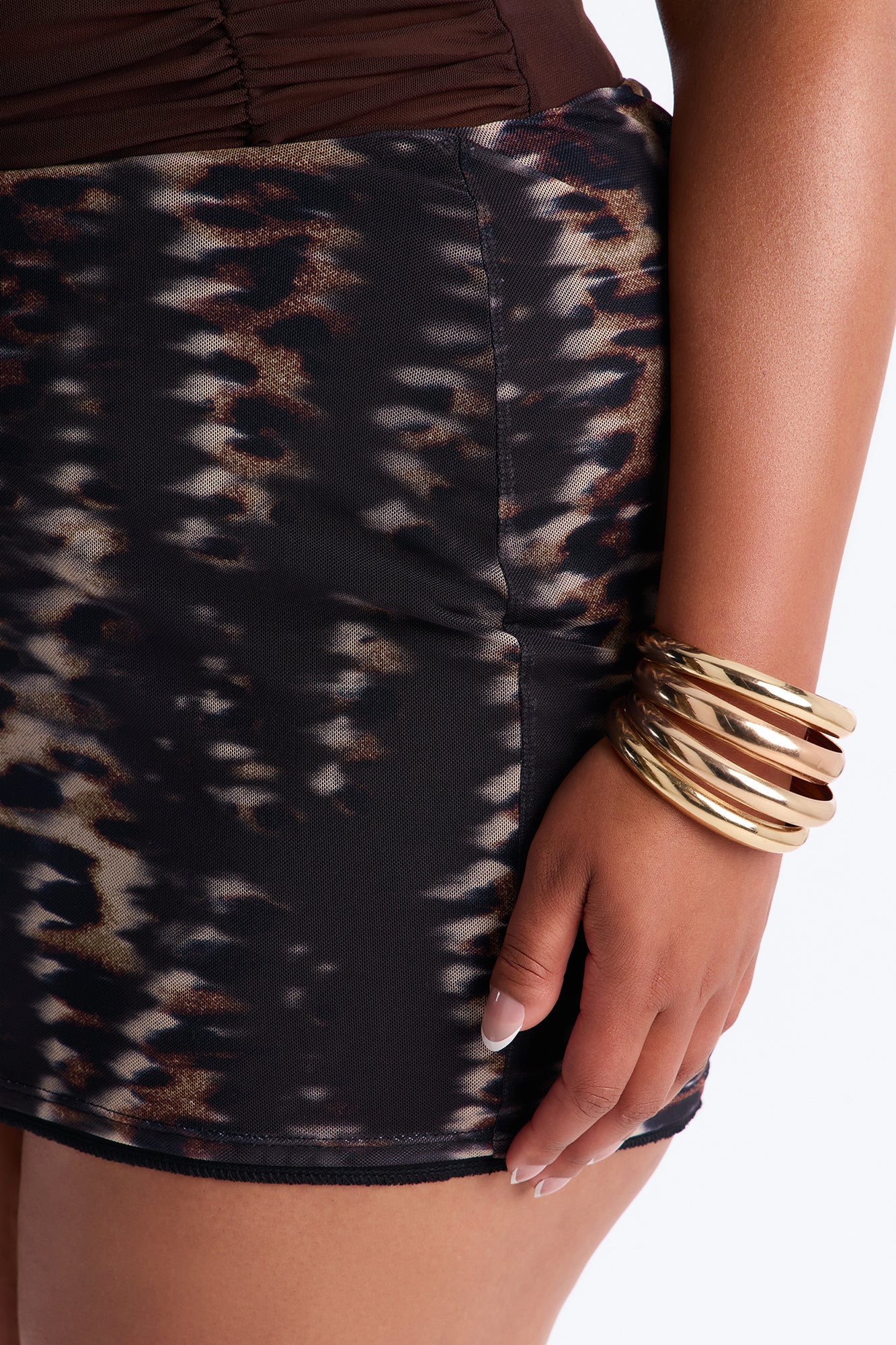 Get With It Animal Print Mesh Mini Skirt - Brown/combo - Image 7