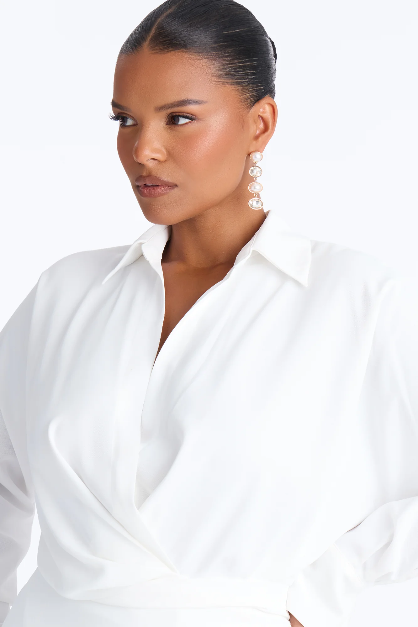 Giada Wrap Shirt Midi Dress - White - Image 6