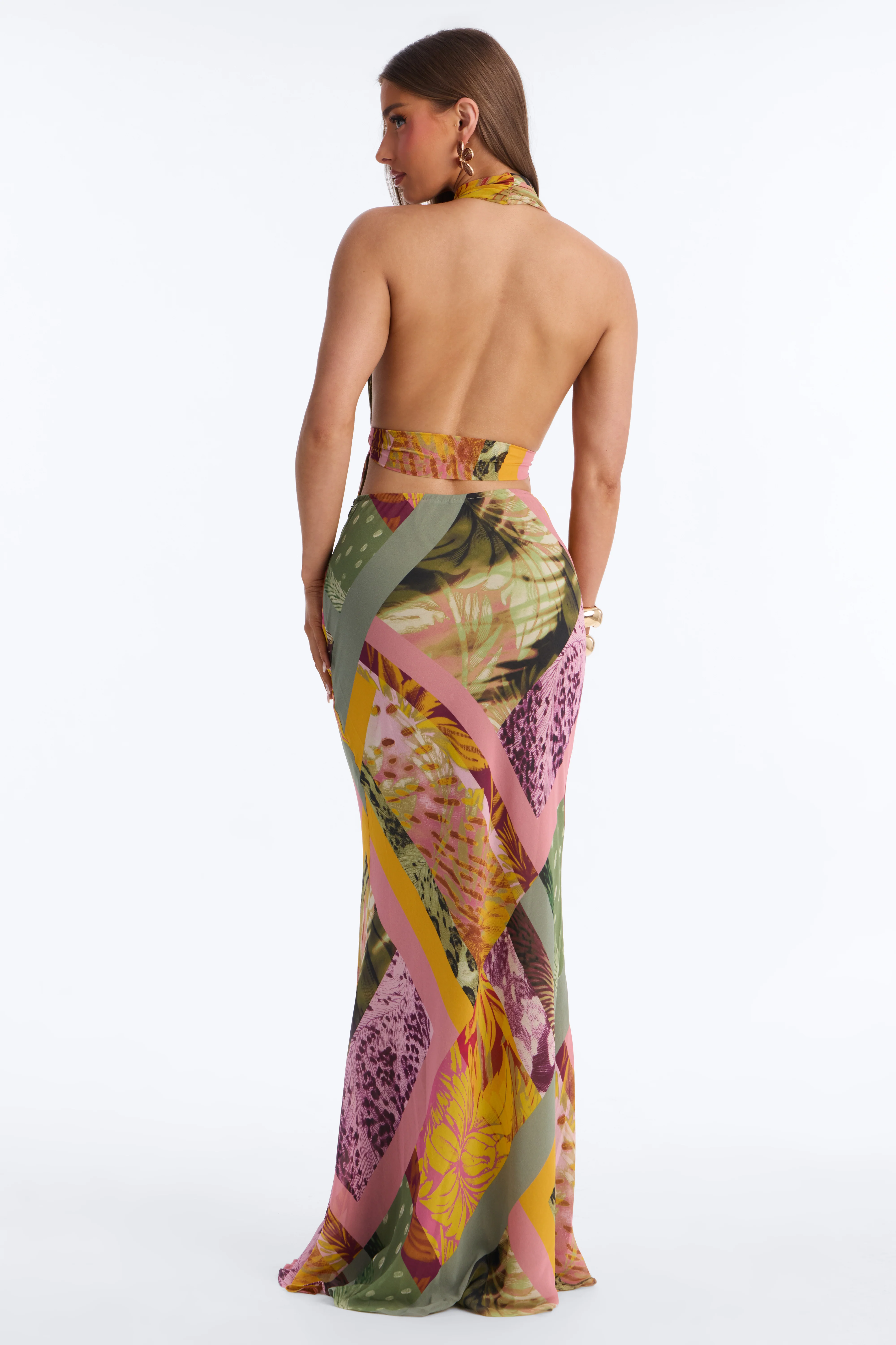 Gigi Chiffon Skirt Set - Green/combo - Image 3
