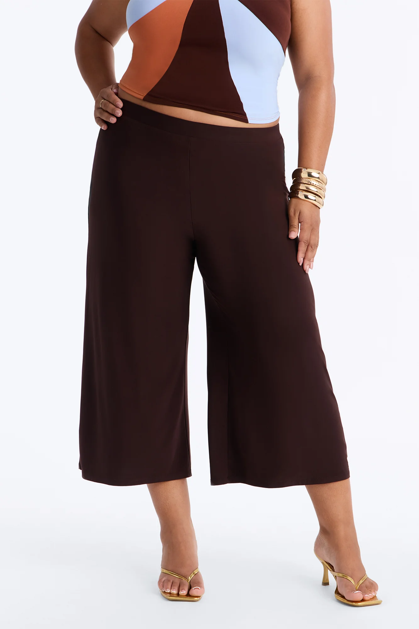 Girls Night Out Wide Leg Culotte Pant 21″ - Chocolate - Image 2