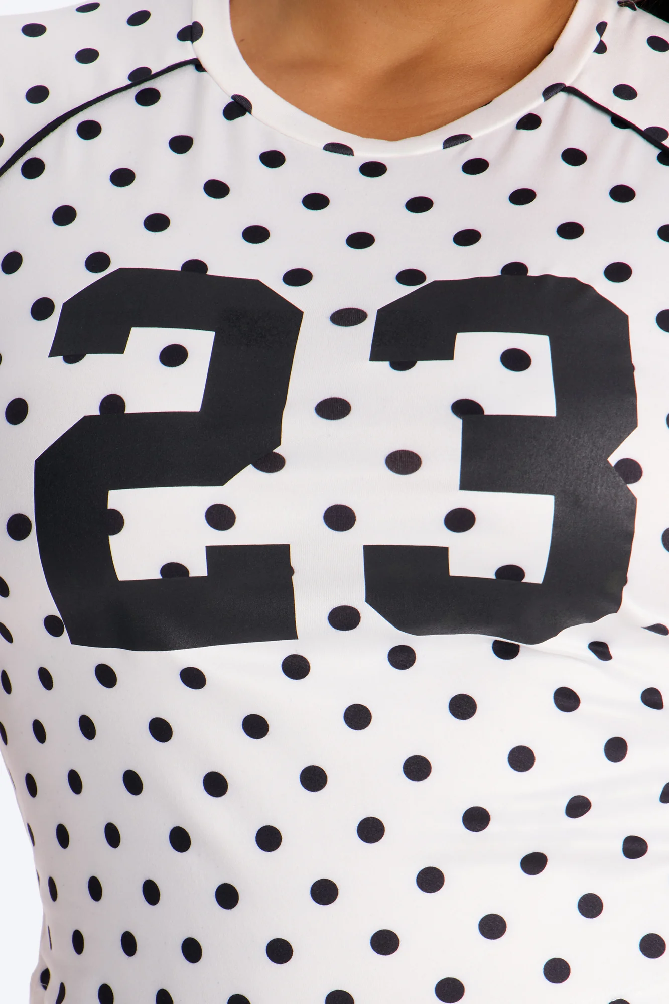Girly And Sporty Polka Dot Baby Tee - White/Black - Image 7
