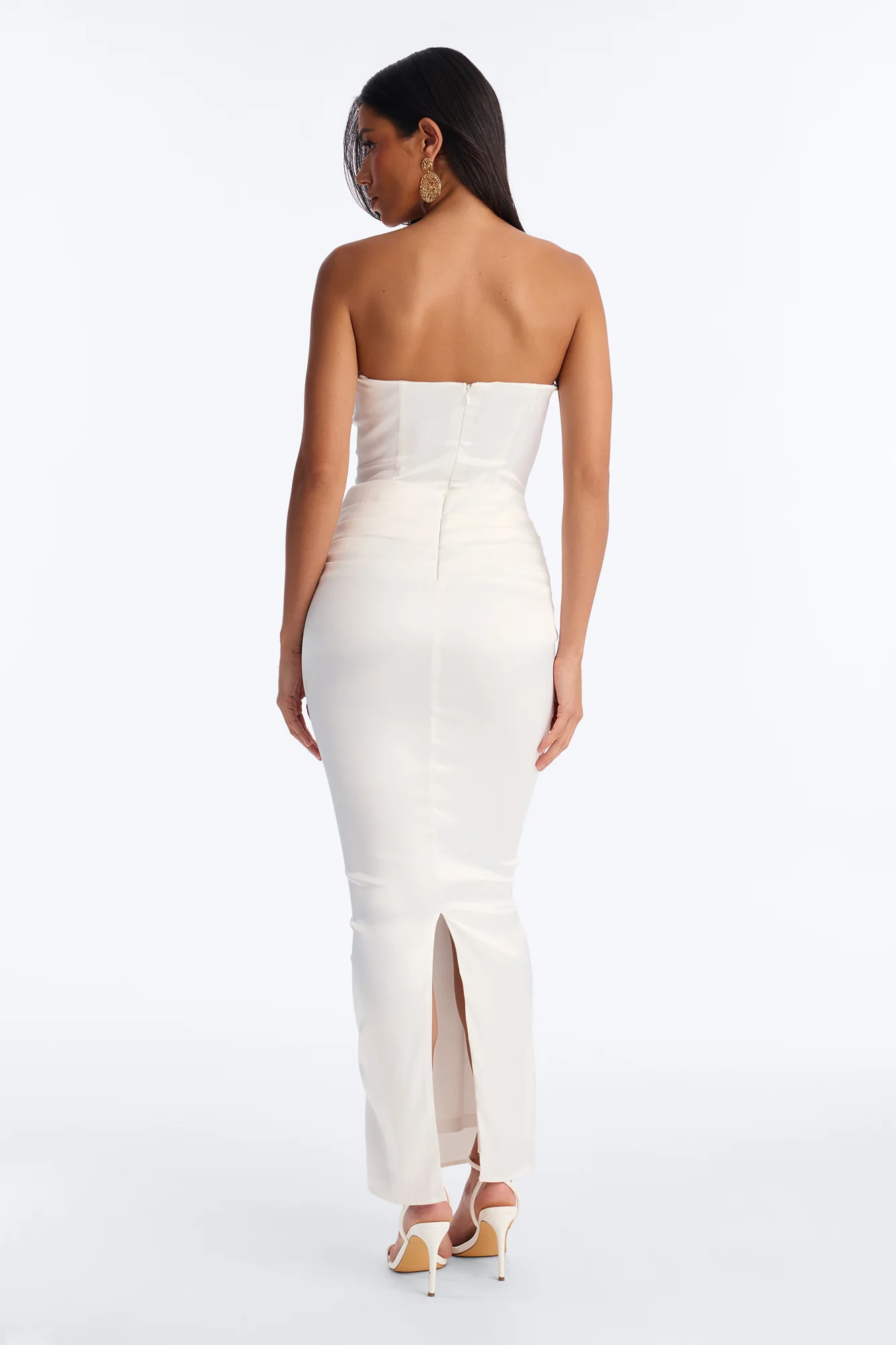 Giselle Satin Corset Gown - White - Image 3