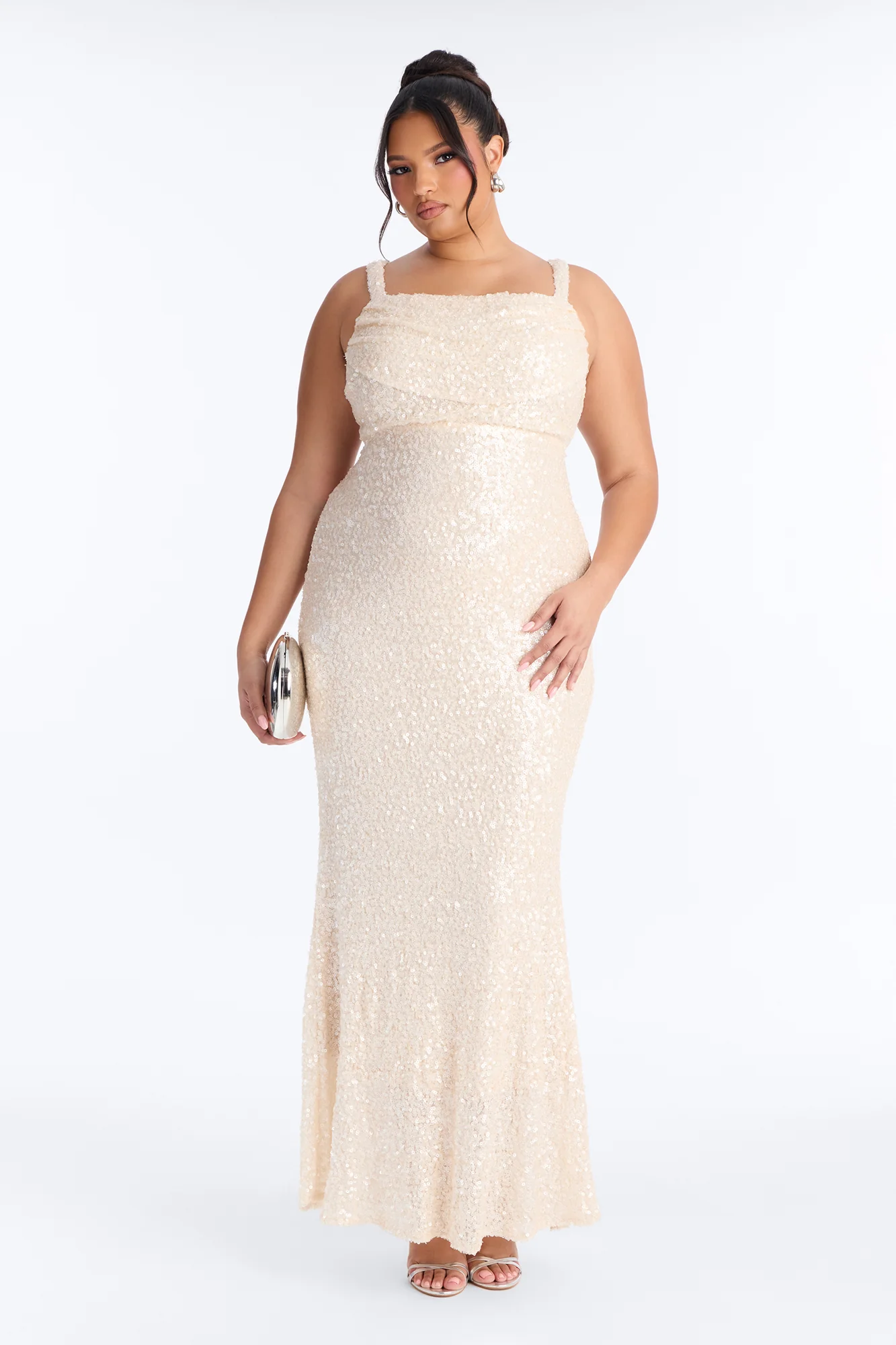 Glam Fantasy Sequin Gown - Cream - Image 5