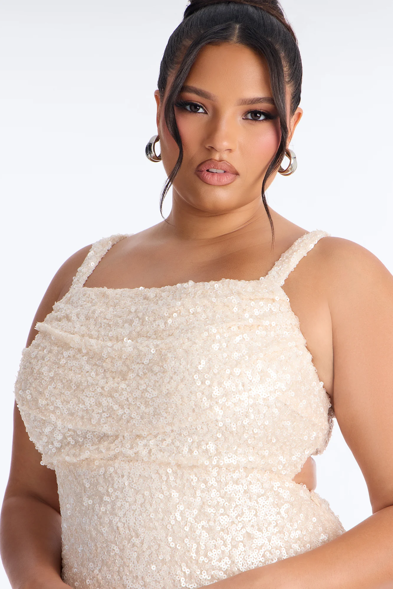Glam Fantasy Sequin Gown - Cream - Image 6