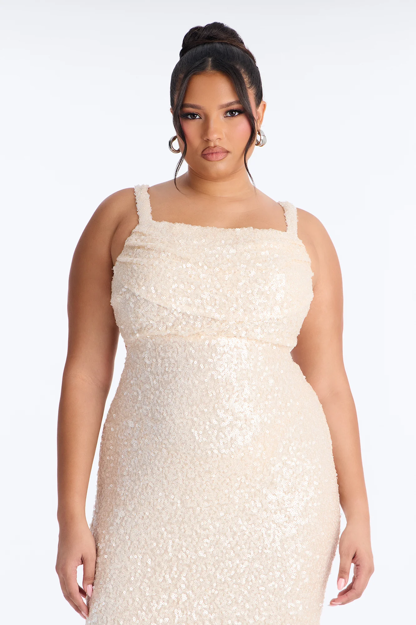 Glam Fantasy Sequin Gown - Cream - Image 7