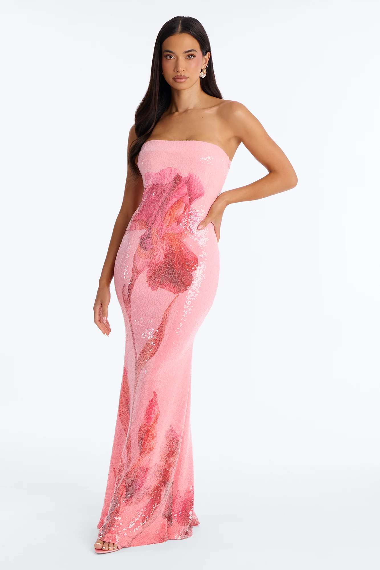 Glimmering Summer Sequin Maxi Dress - Pink/combo