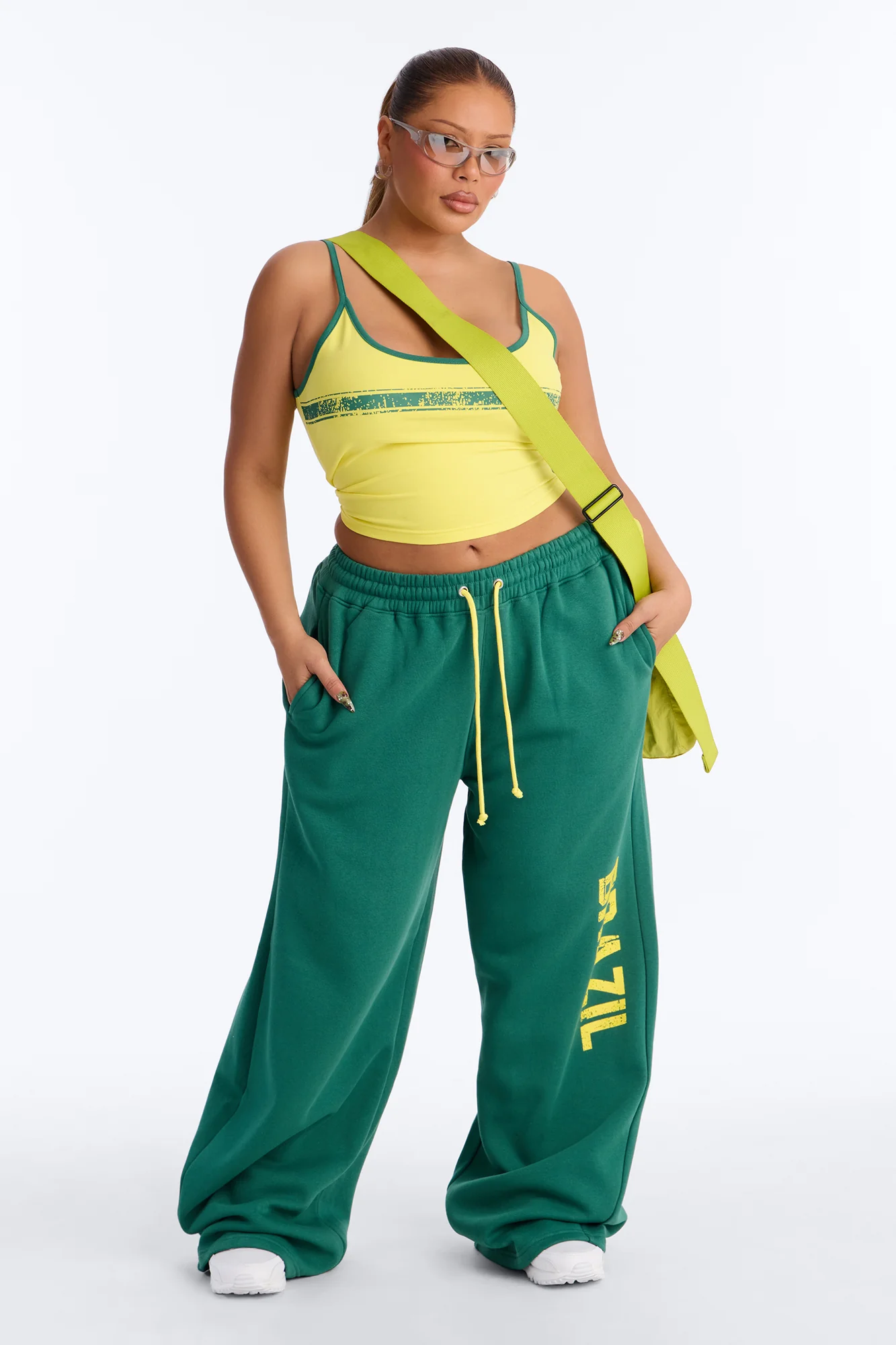 Go Brazil Fleece Barrel Pant Set - Green/combo - Image 5