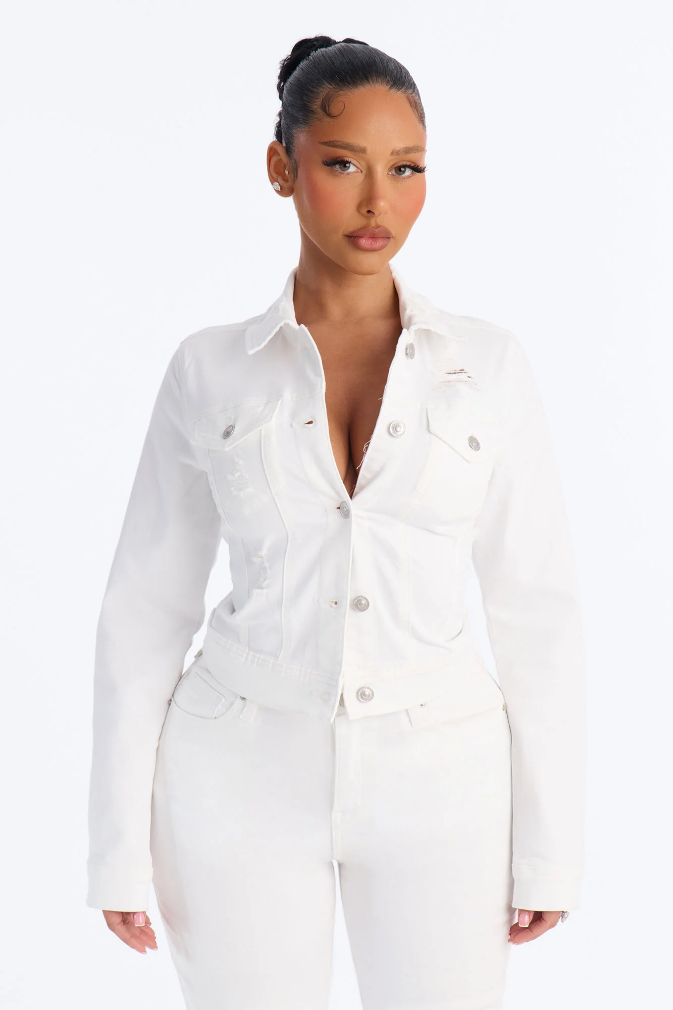 Go Getter Stretch Denim Jacket - White