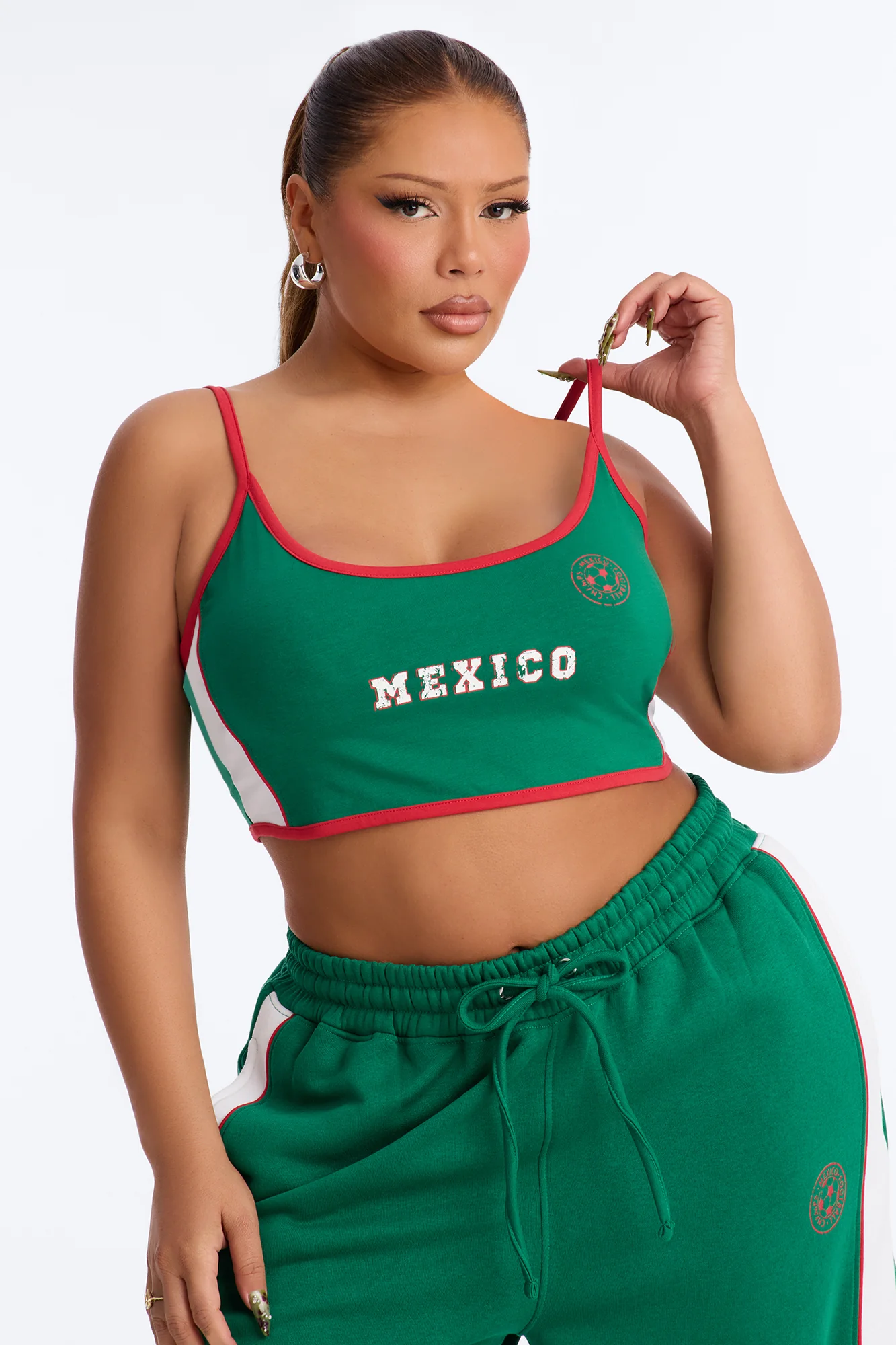 Go Mexico Fleece Barrel Pant Set - Green/combo - Image 6
