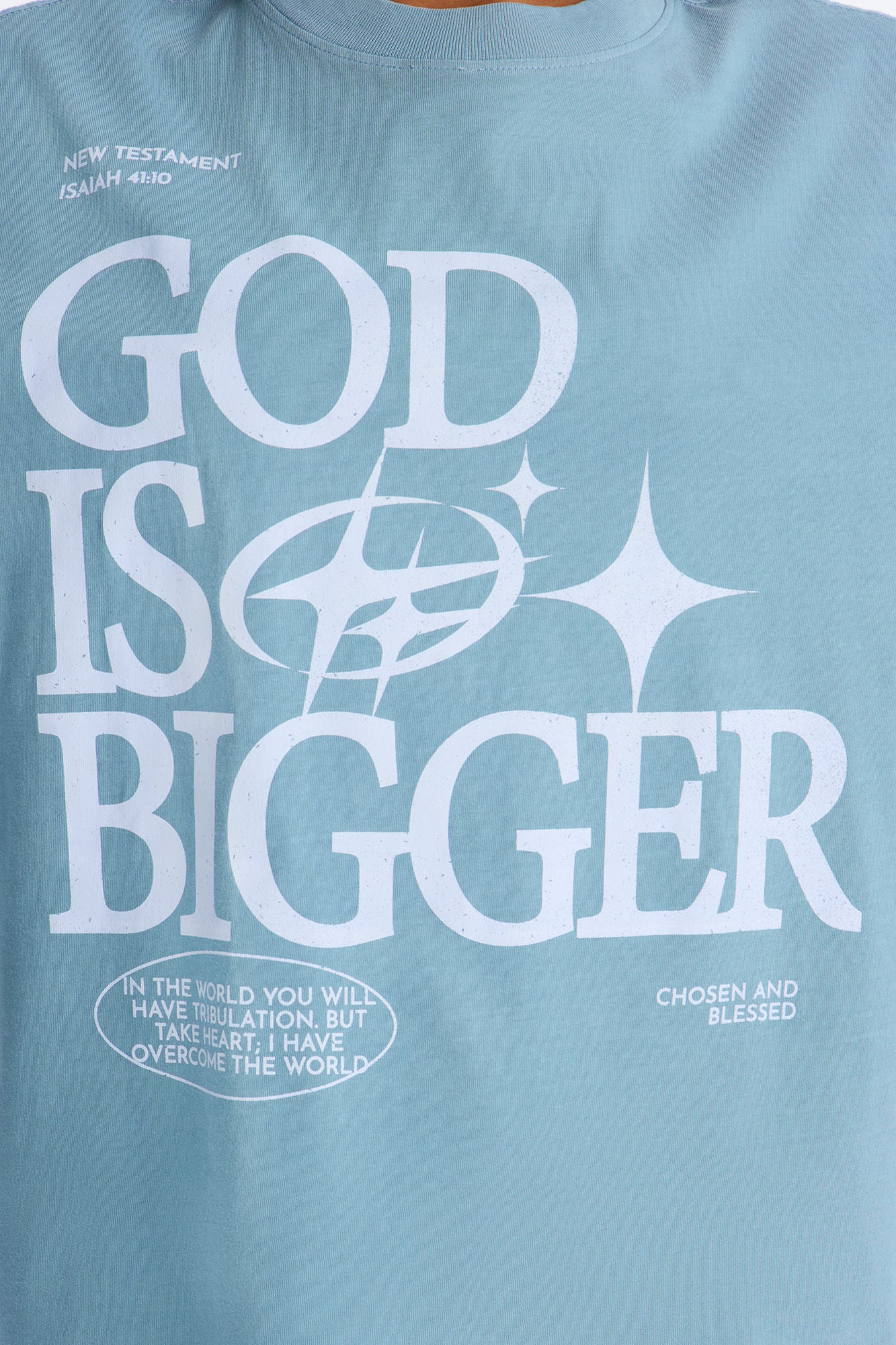 God Is Bigger Washed T-Shirt - Blue - Image 3