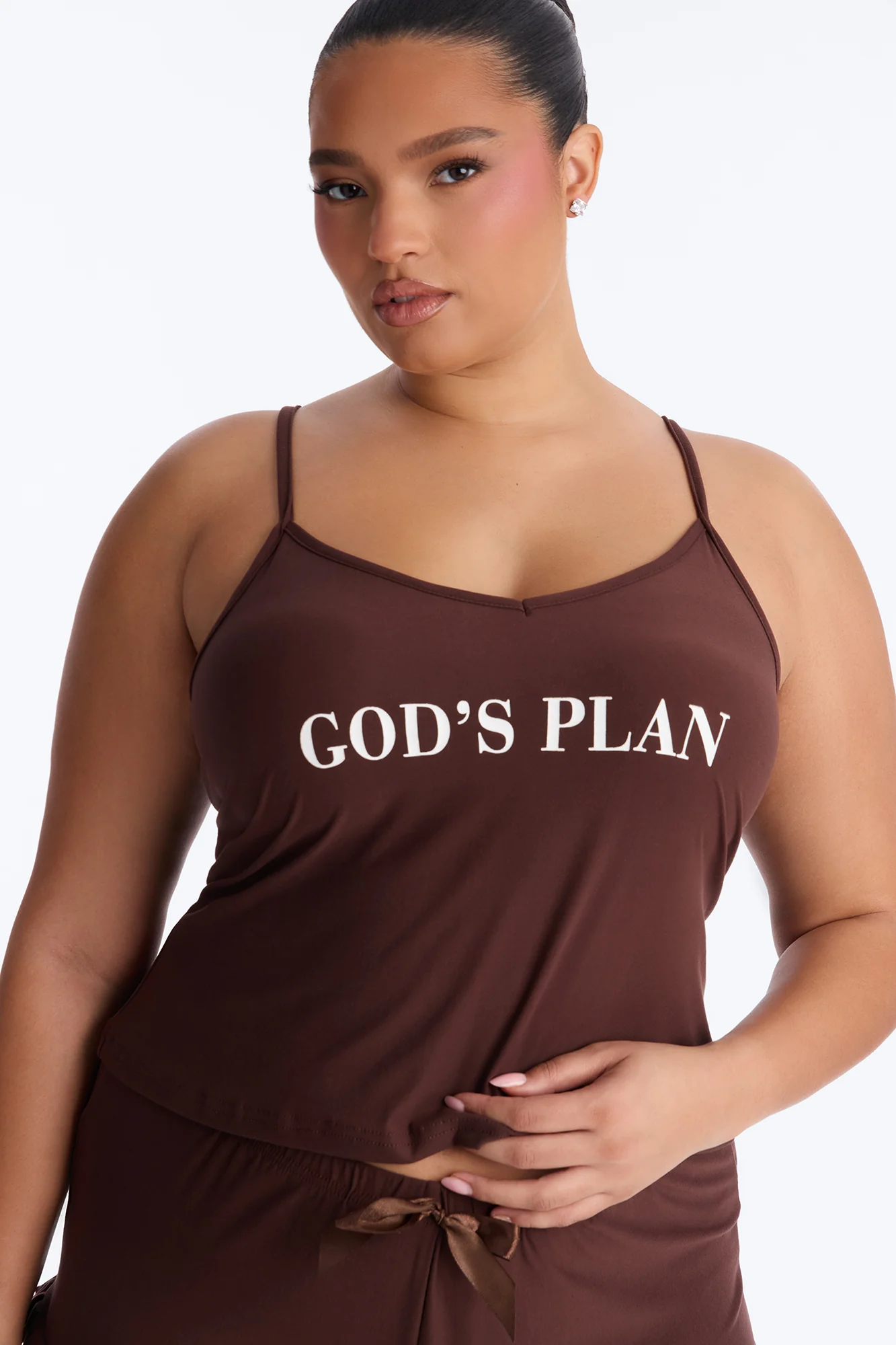 God's Plan Cami PJ Short Set - Chocolate - Image 5