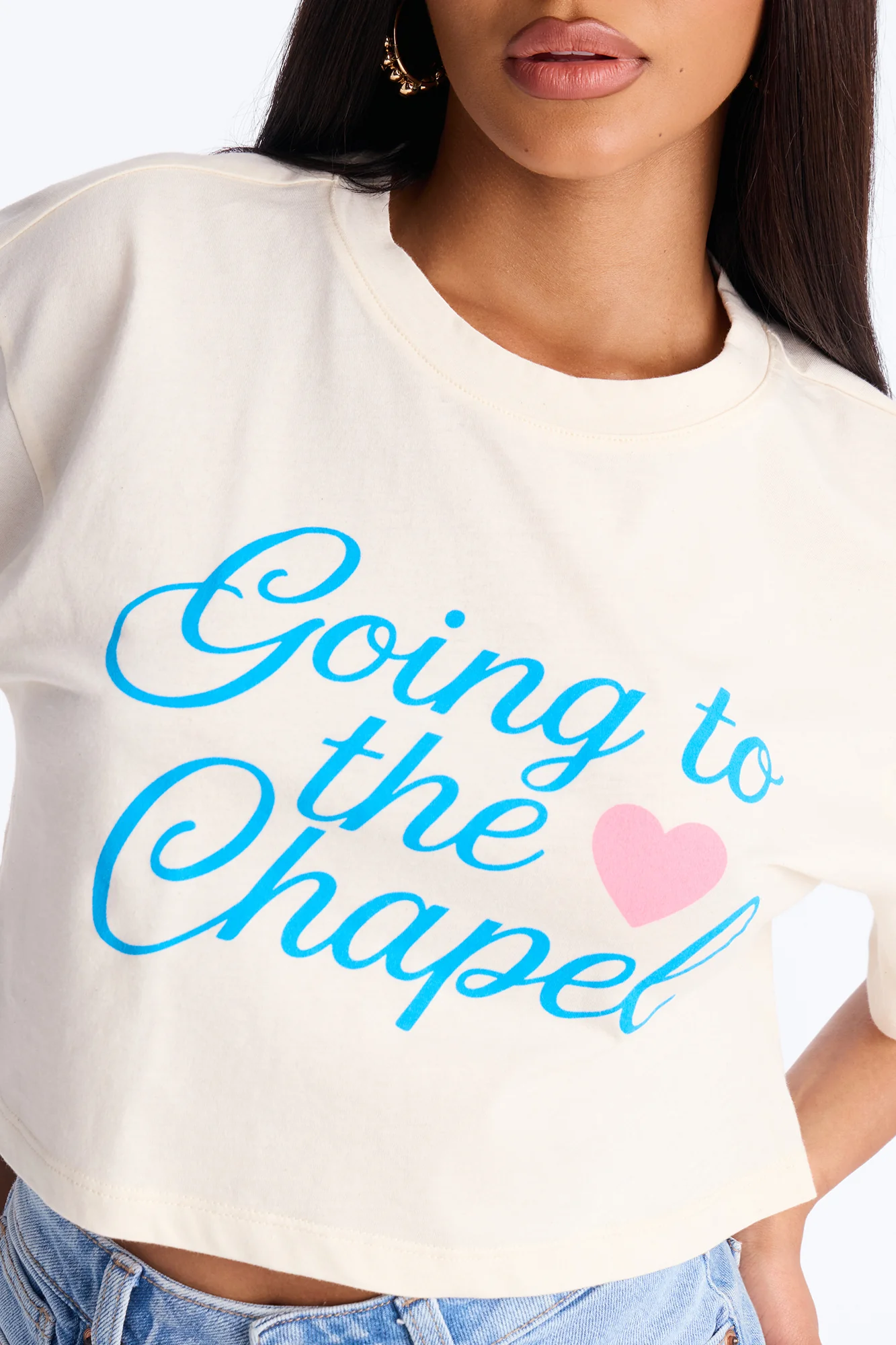 Going To The Chapel Baby Tee - Cream - Image 3