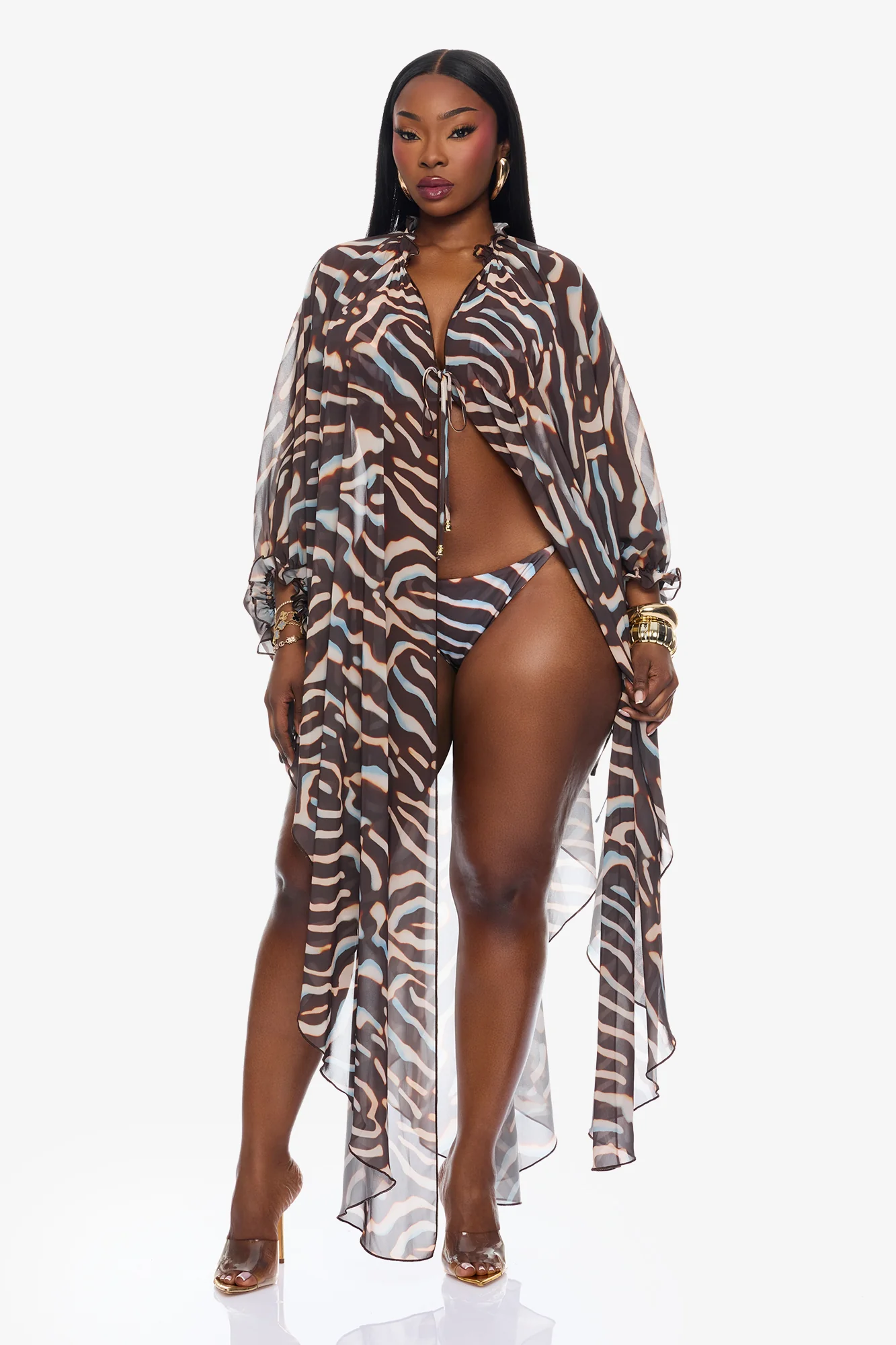 Golden Getaway 3 Piece Bikini Set - Brown/combo - Image 6