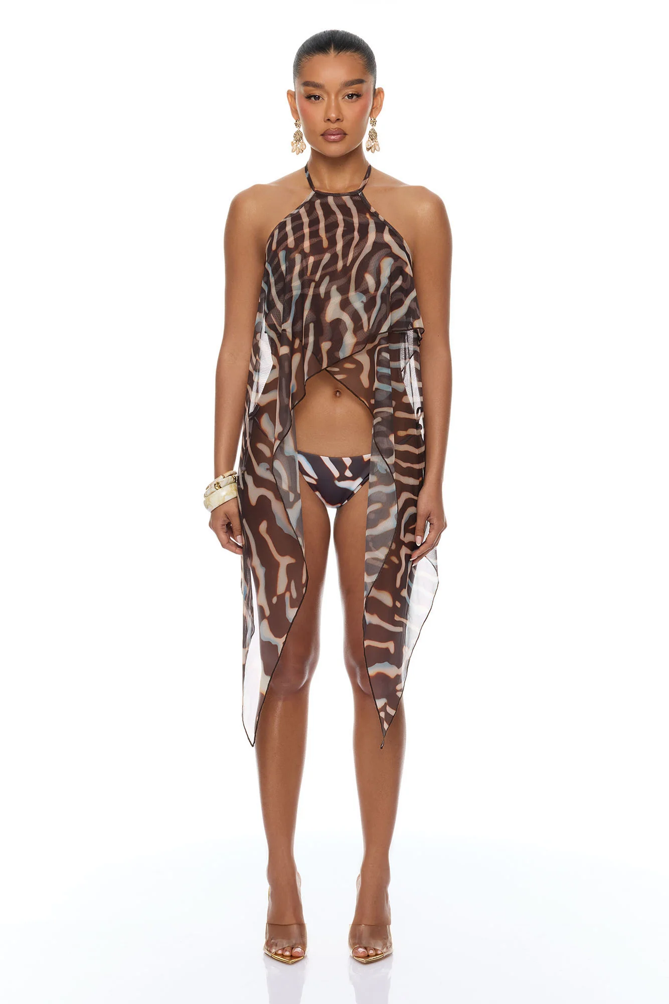 Golden Getaway Mesh Swim Cover Up - Brown/combo - Image 5