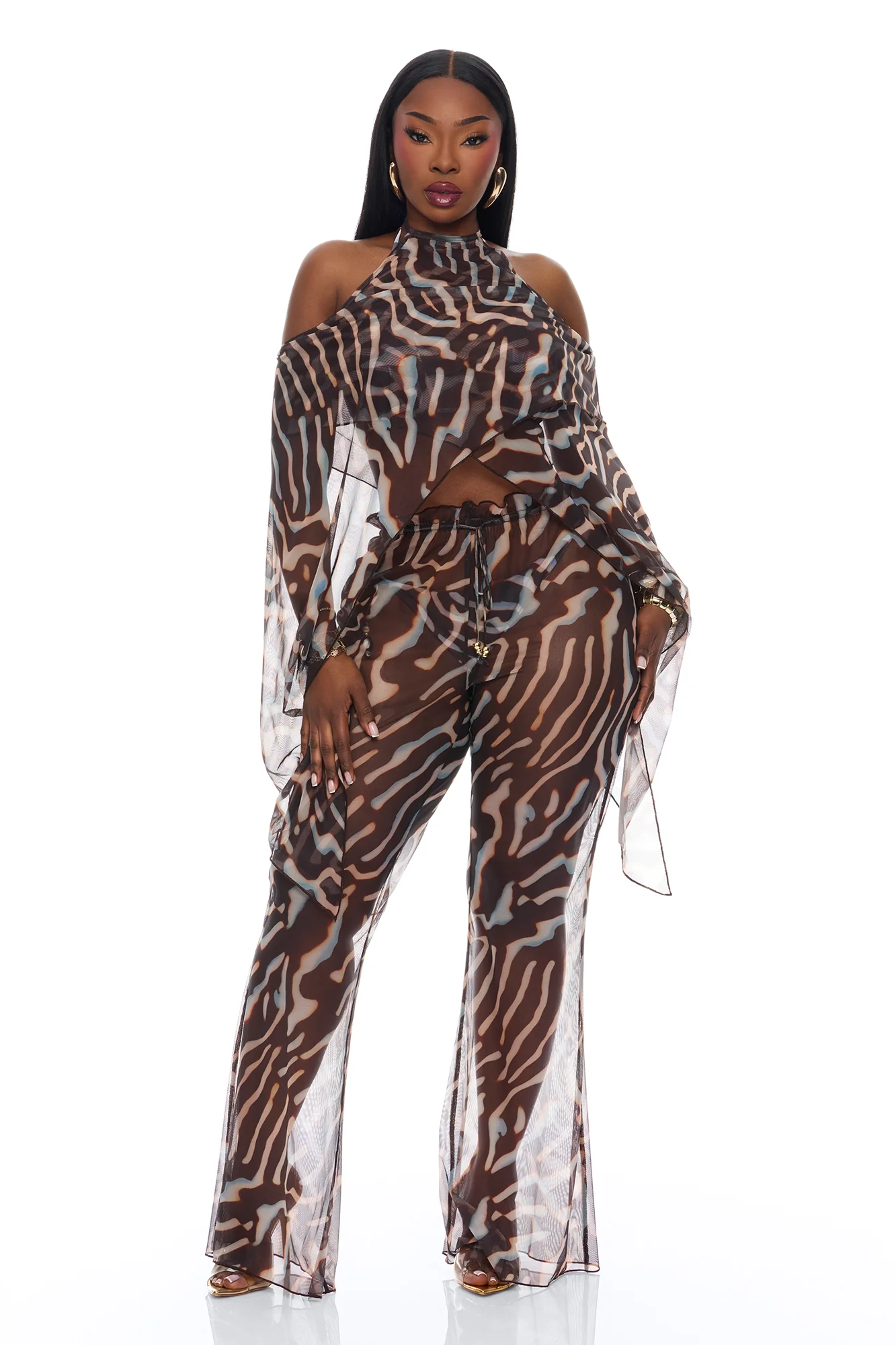 Golden Getaway Mesh Swim Cover Up - Brown/combo - Image 8