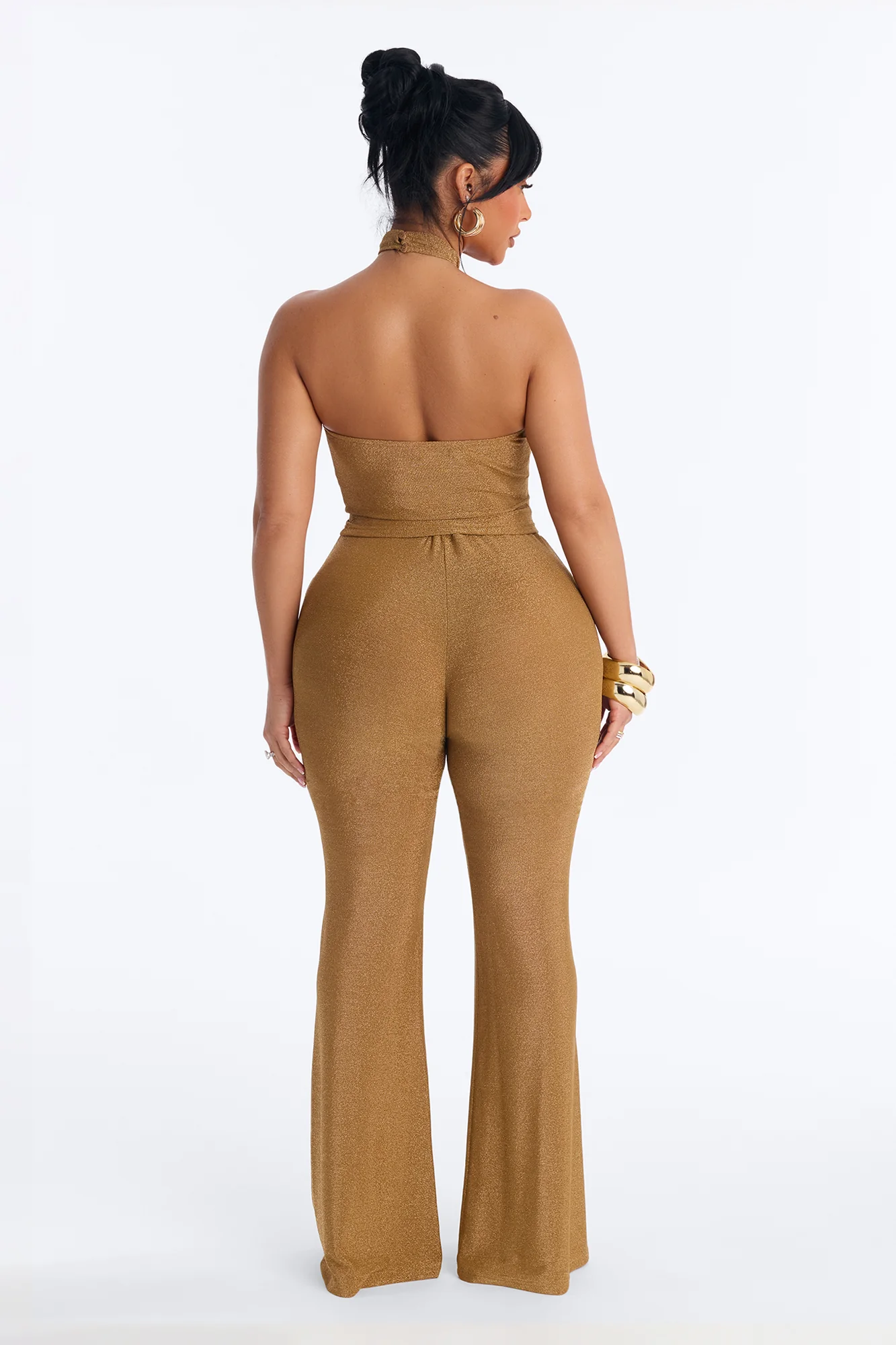Golden Girl Metallic Knit Pant Set - Gold - Image 4