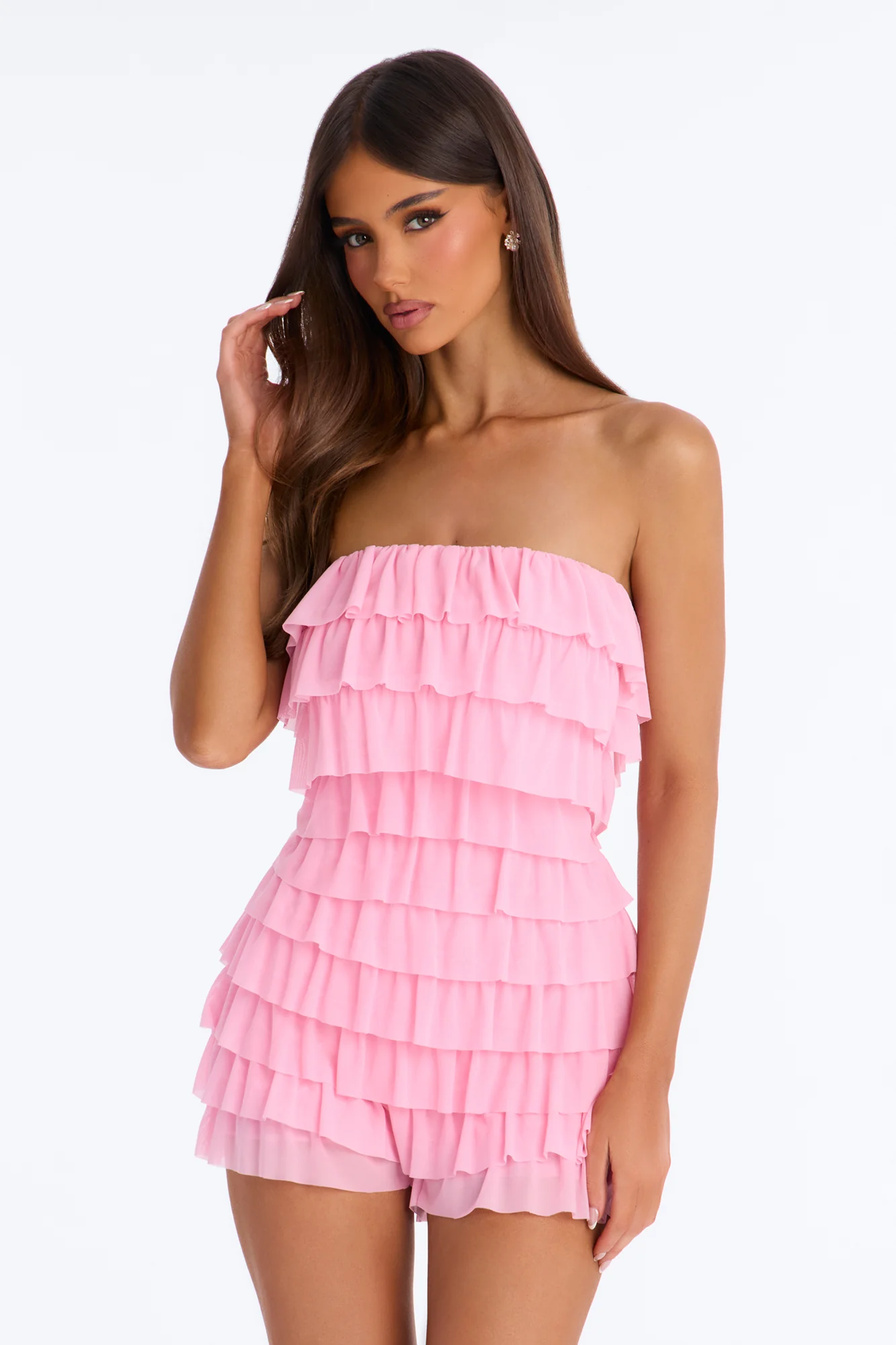 Good Girl Gone Rogue Mesh Romper - Pink