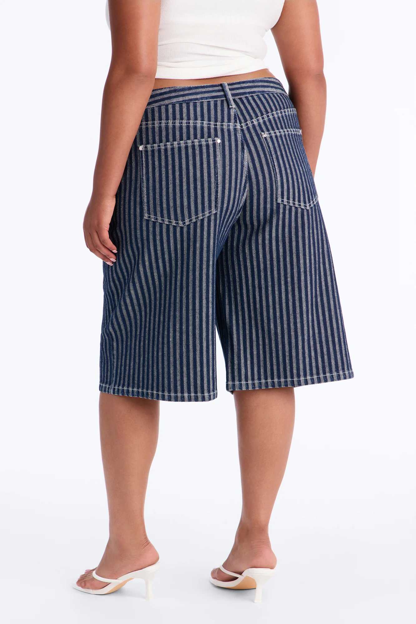 Grand Finish Striped Denim Jorts - Dark Wash - Image 8
