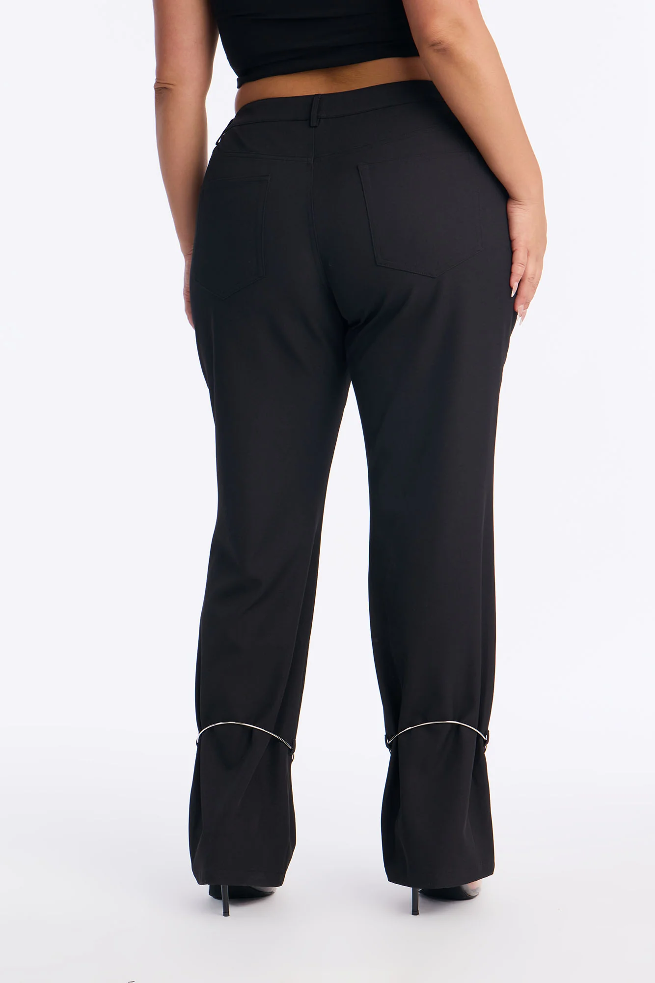 Guiliana Metal Cuffed Straight Leg Trouser - Black - Image 8