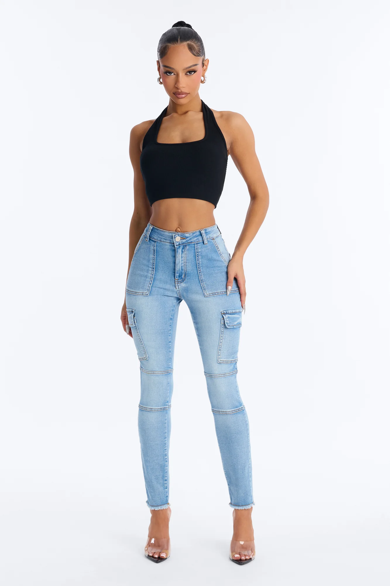 Guilty Pleasure Cargo Skinny Jeans - Light Wash