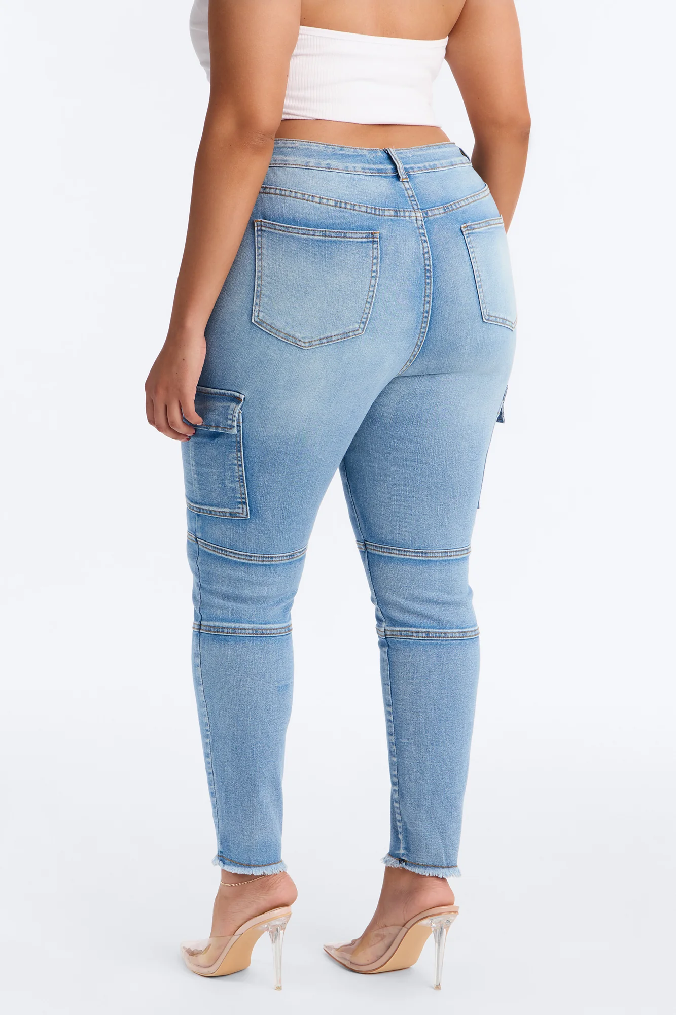 Guilty Pleasure Cargo Skinny Jeans - Light Wash - Image 8