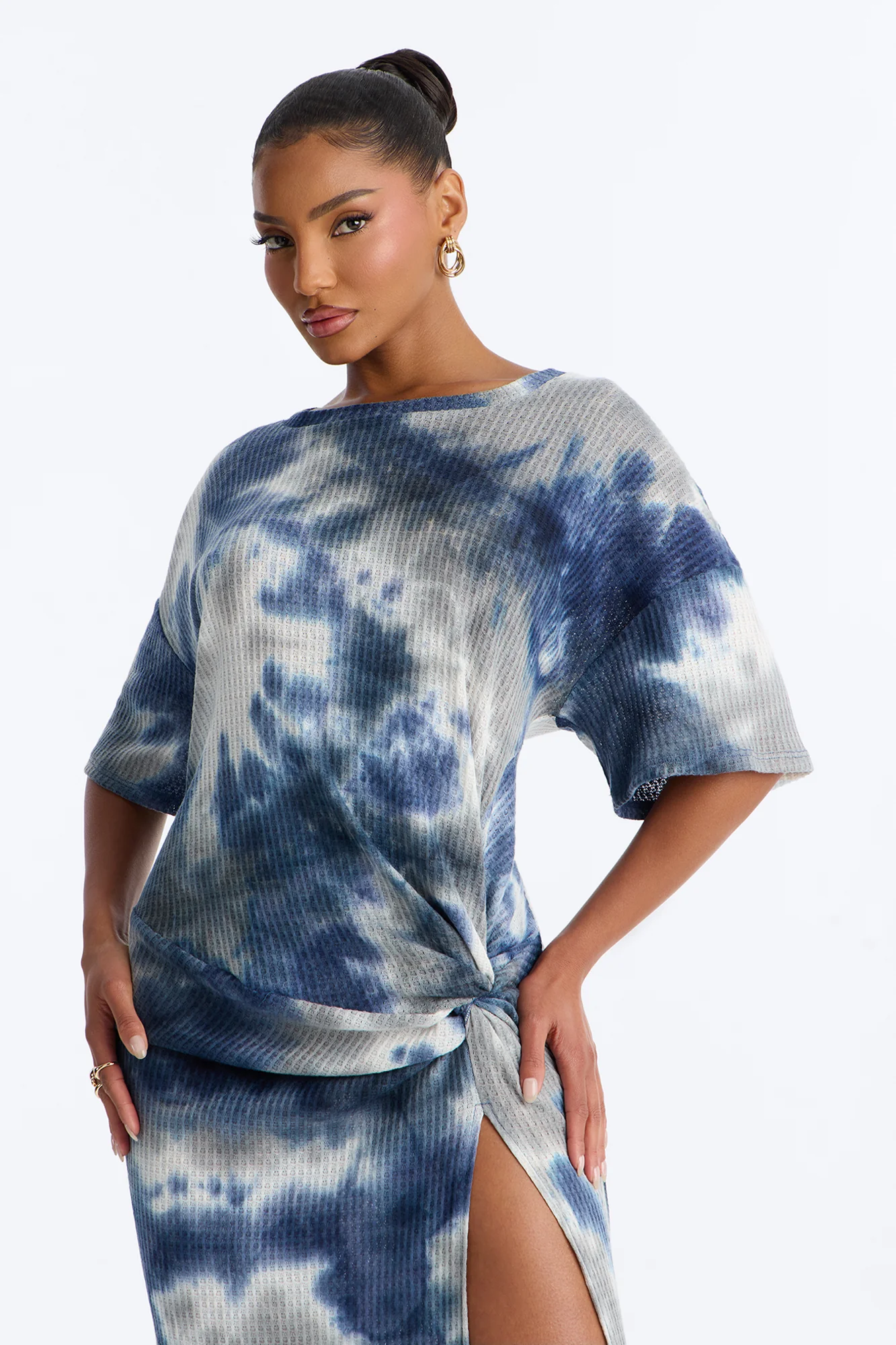 Hadley Waffle Knit Maxi Dress - Blue/combo - Image 2