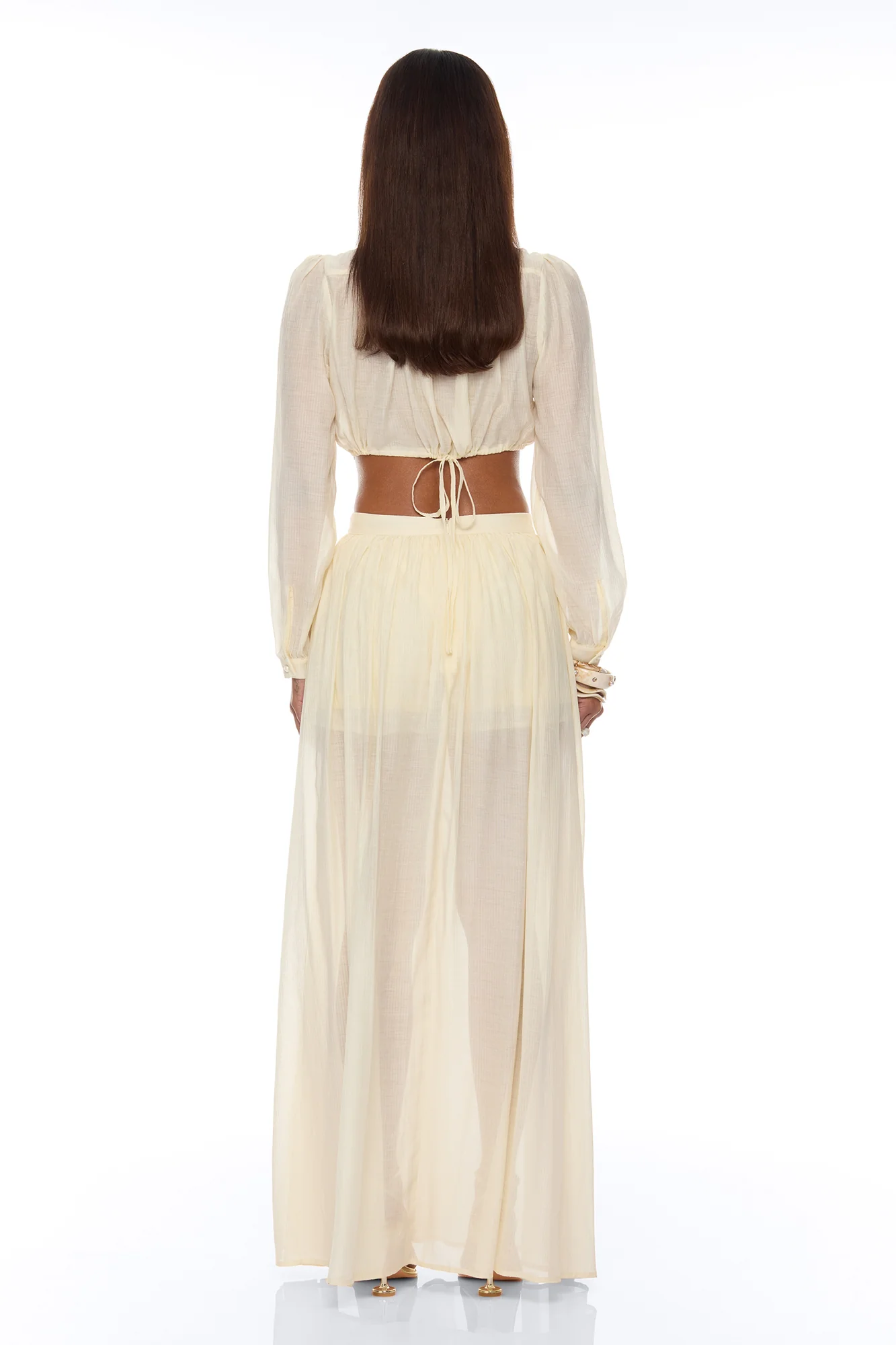 Hailey Flyaway Top Short Set - Cream - Image 4