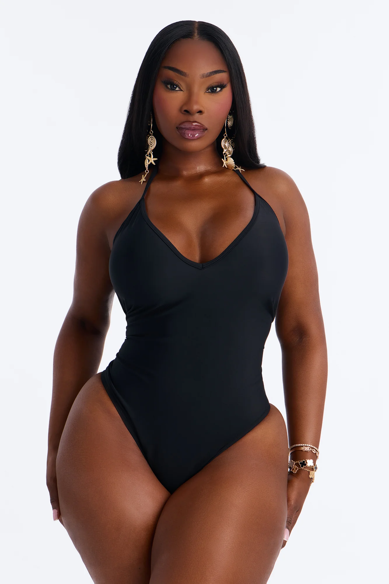 Hailey Ruched 1 Piece Swimsuit - Black - Image 4