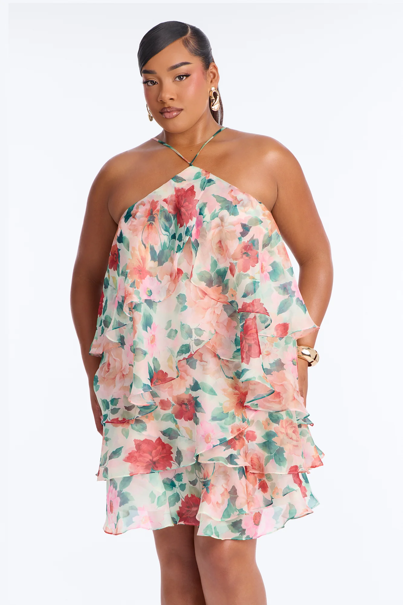 Haisley Floral Organza Mini Dress - Orange/combo - Image 6