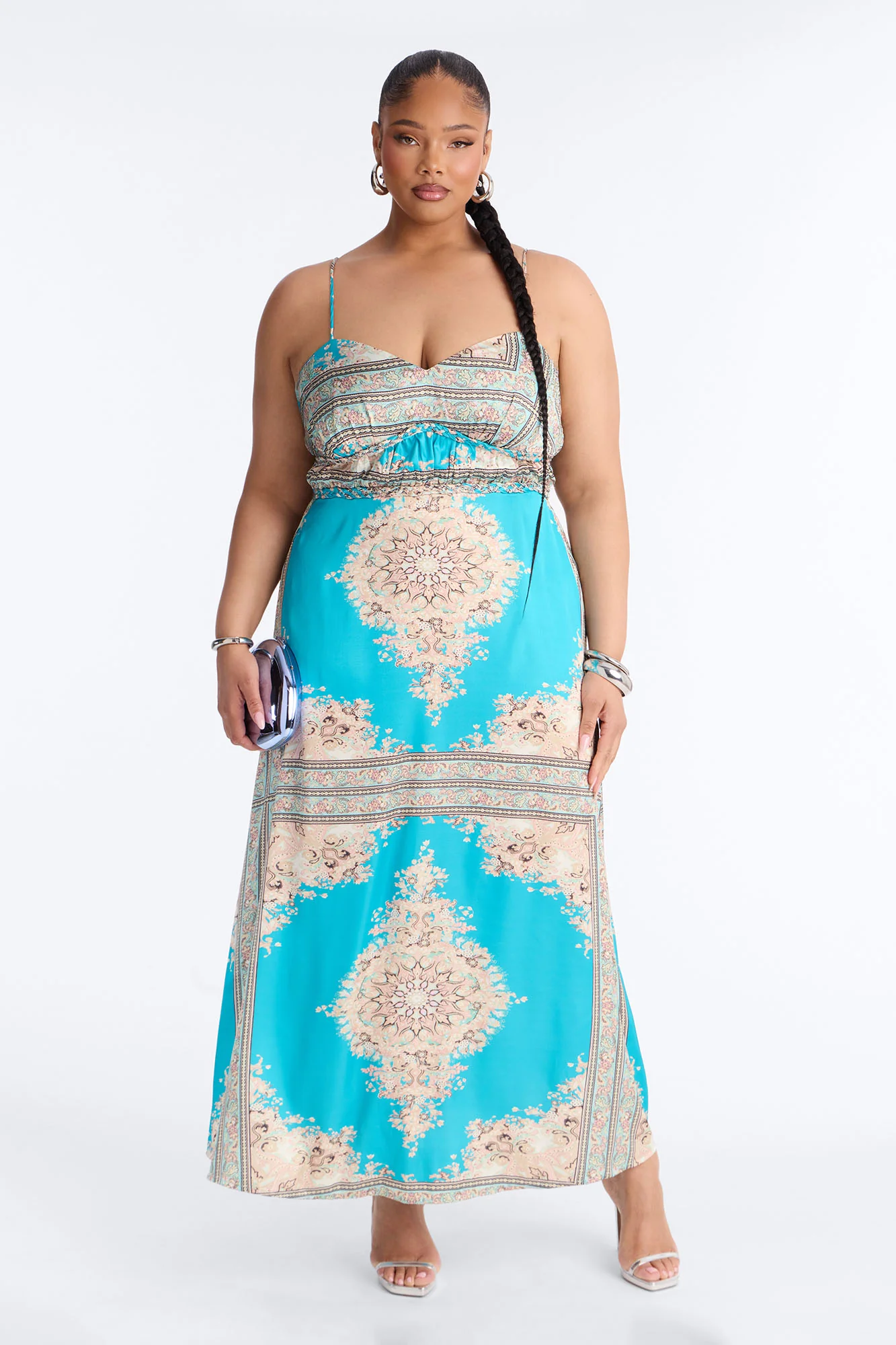Hannah Printed Satin Maxi Dress - Blue/combo - Image 5