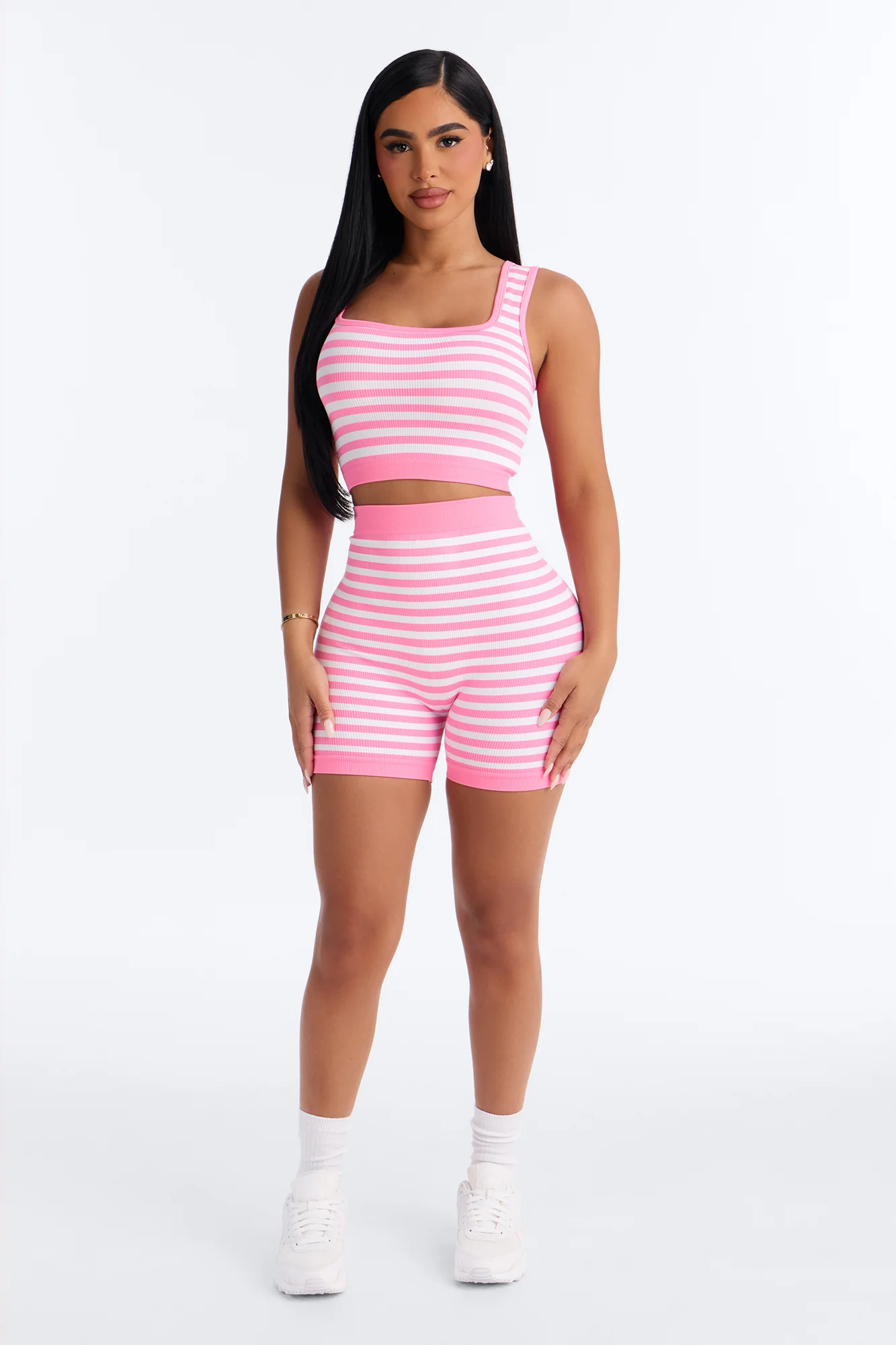 Harlowe Stripe Seamless Short Set - Pink