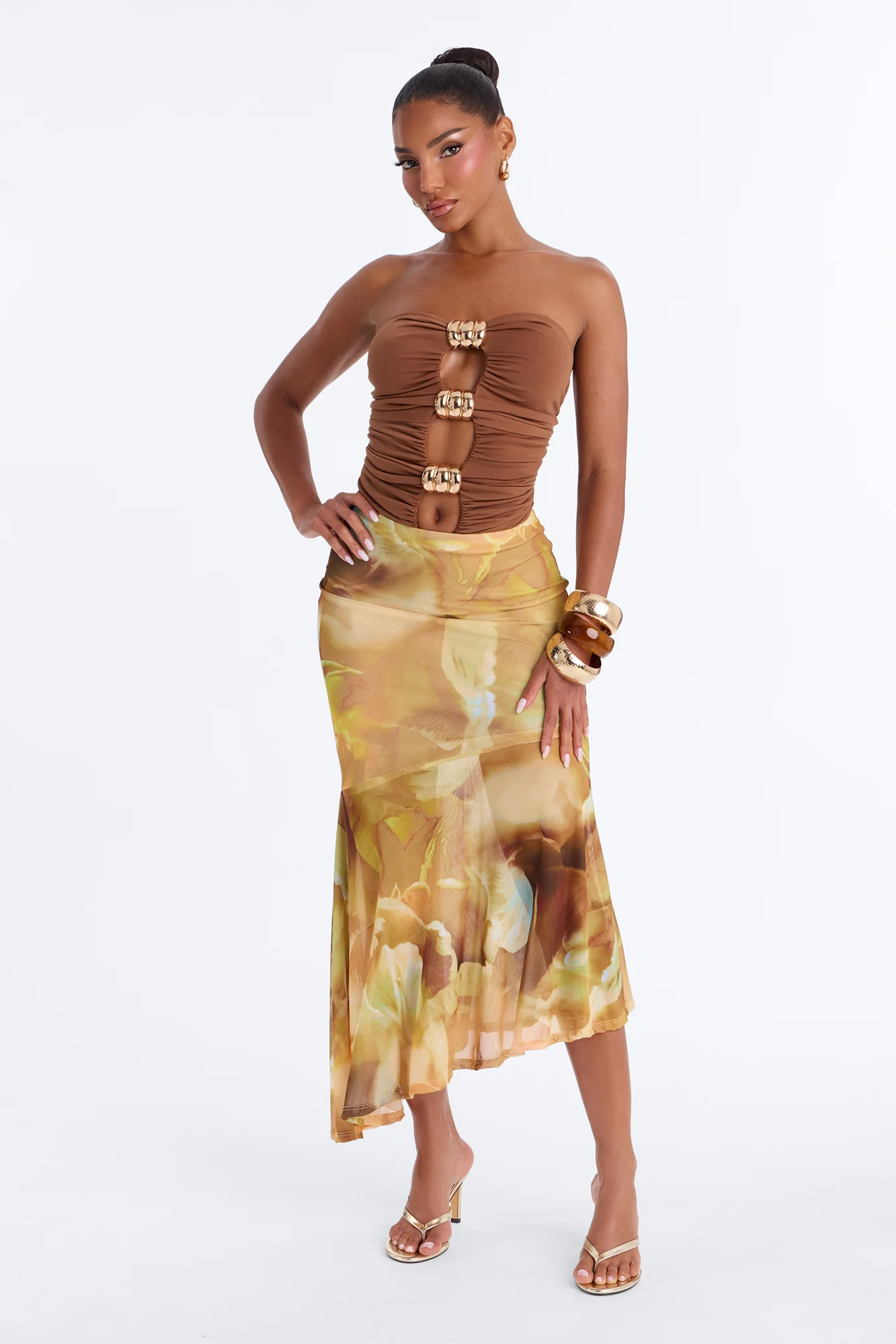 Havana Hardware Tube Bodysuit - Brown - Image 2