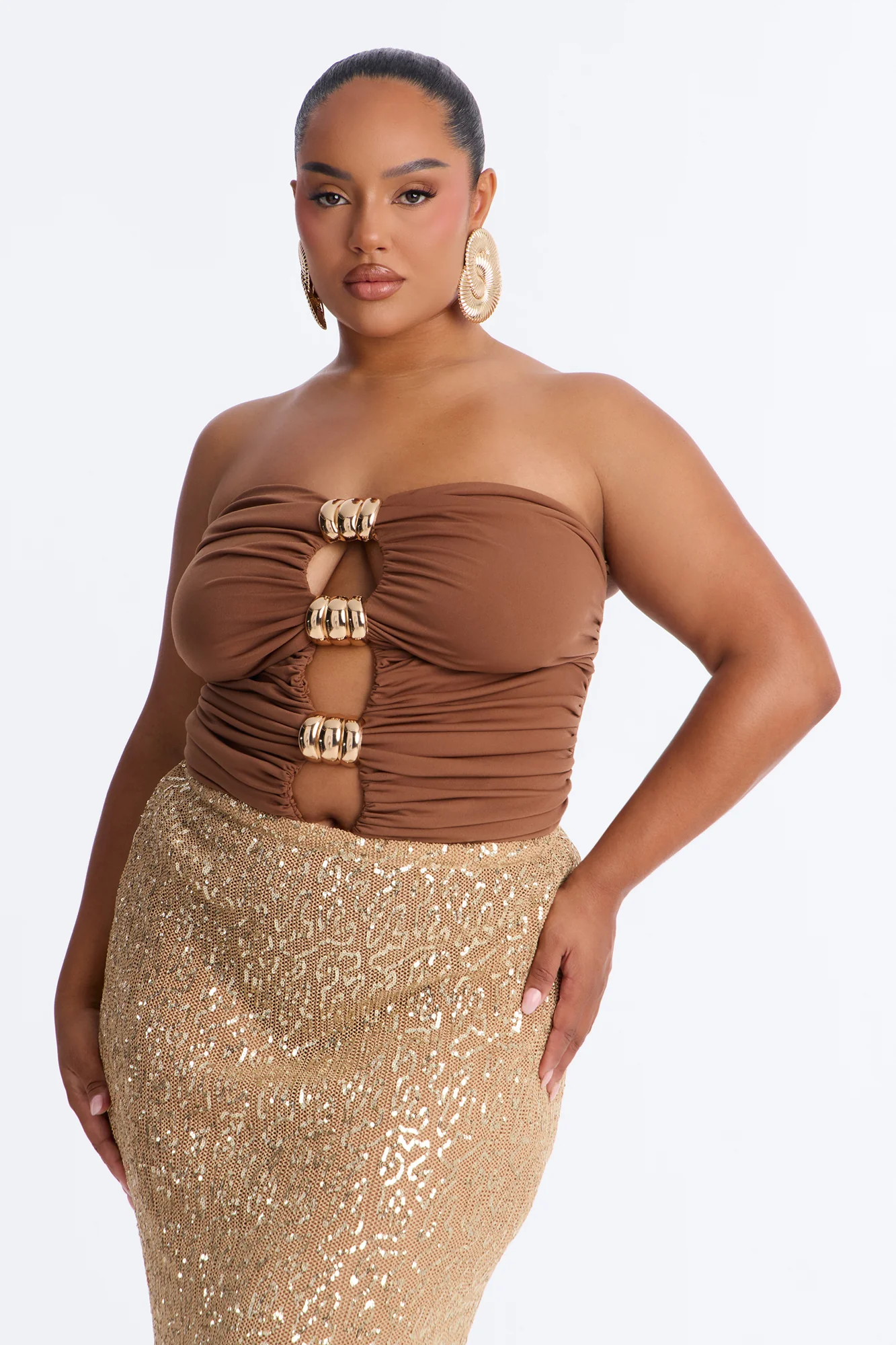 Havana Hardware Tube Bodysuit - Brown - Image 7